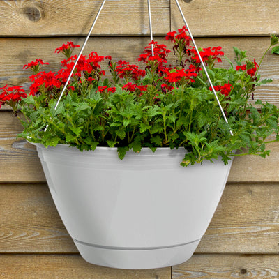 Southern Patio 10 Inch Promotional Outdoor Resin Hanging Planter Basket, White