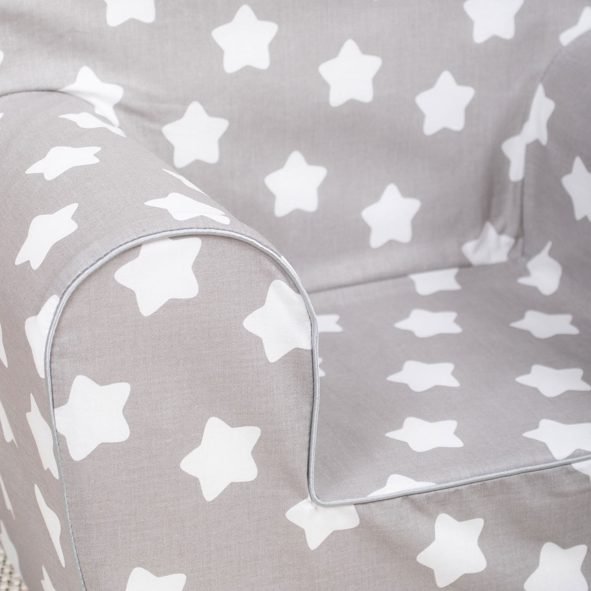 Lightweight Kid Sized Comfy Lounger Reading Chair, Grey w/ Stars (Open Box)