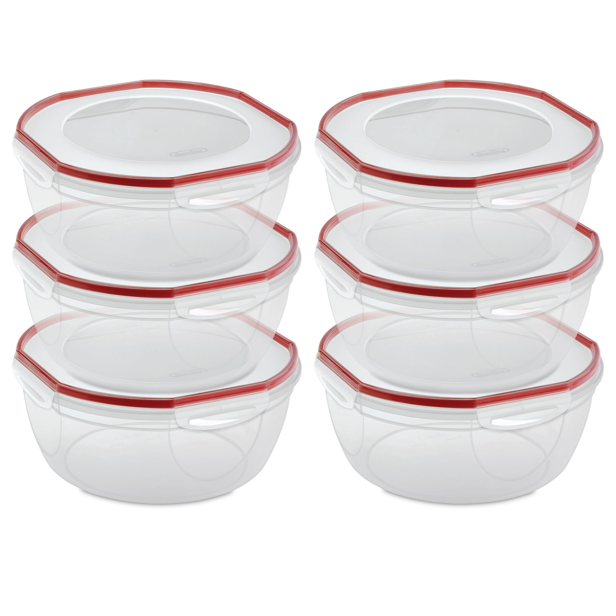 Sterilite Ultra Seal 8.10 Quart Plastic Food Storage Bowl Container, 6 Pack - VMInnovations