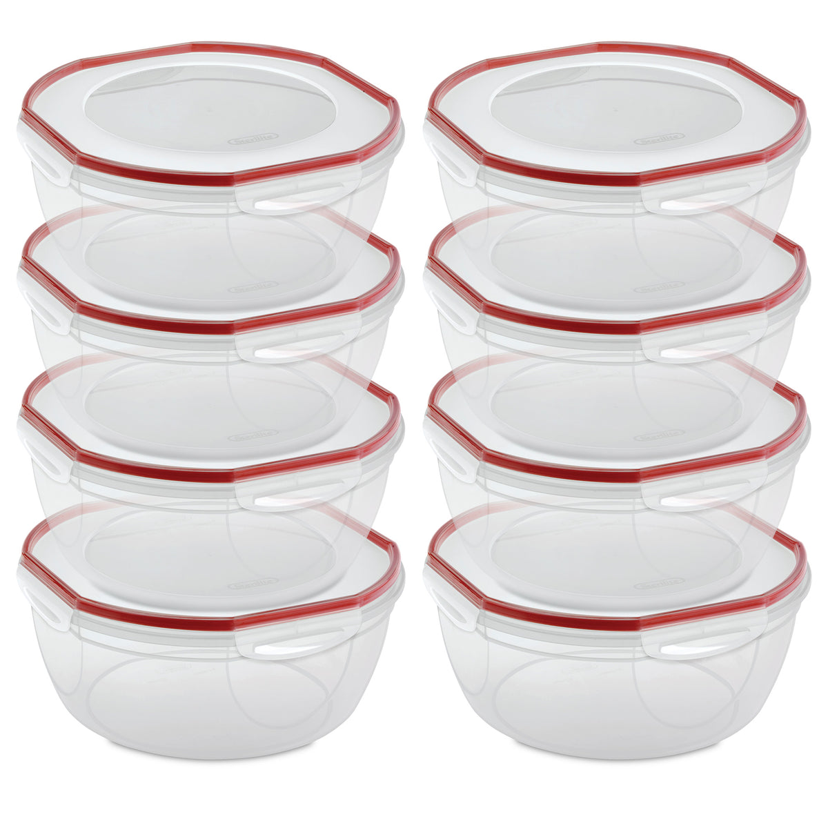 Sterilite Ultra Seal 8.10 Quart Plastic Food Storage Bowl Container, 8 Pack