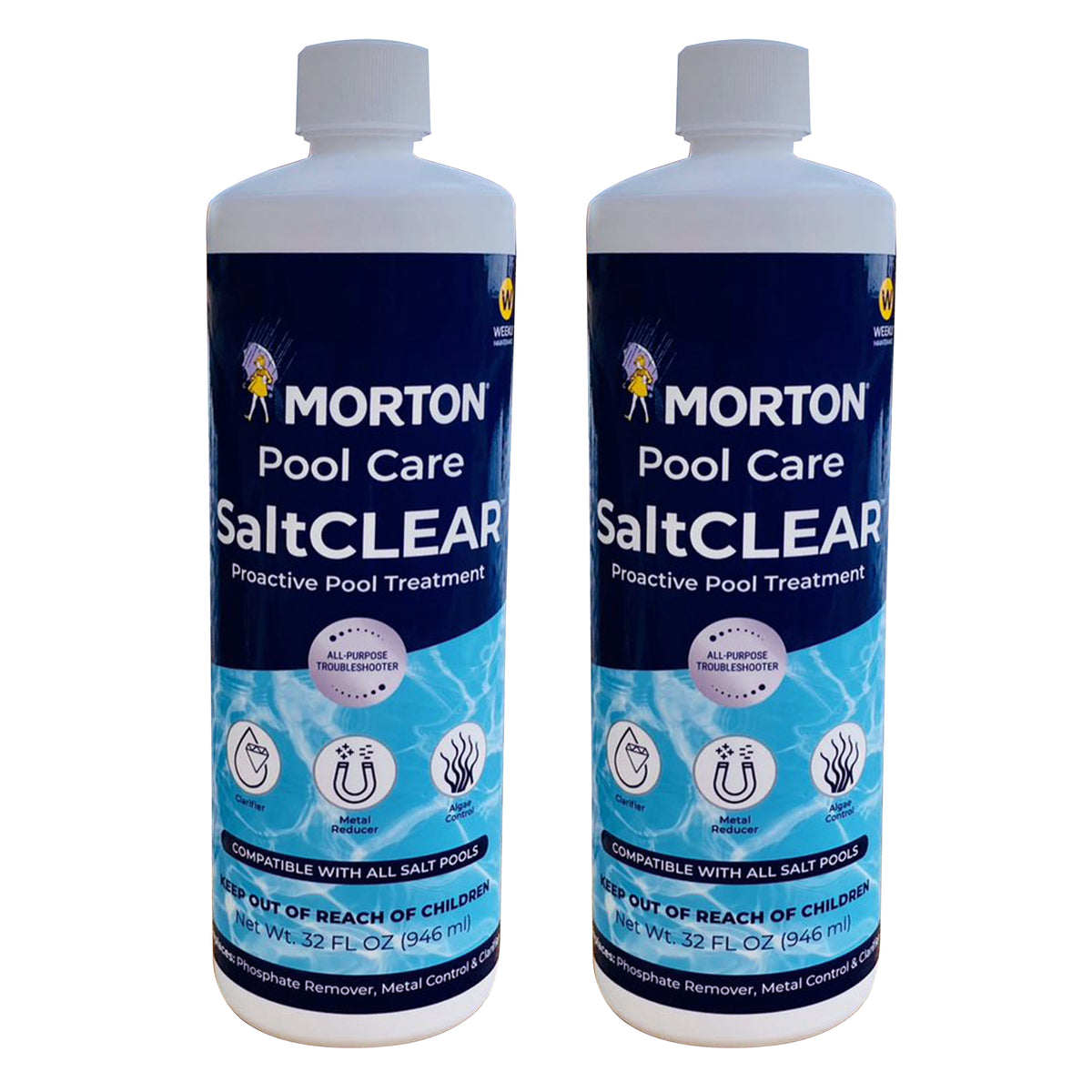 Morton Pool Care SaltCLEAR Salt Water Pool Proactive Treatment, 32 Ounce, 2 Pack