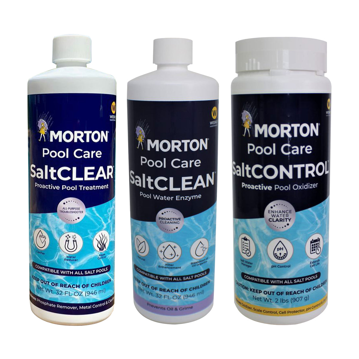 Morton Pool Care Pool Maintenance Kit w/ Proactive Treatment, Enzyme, & Oxidizer
