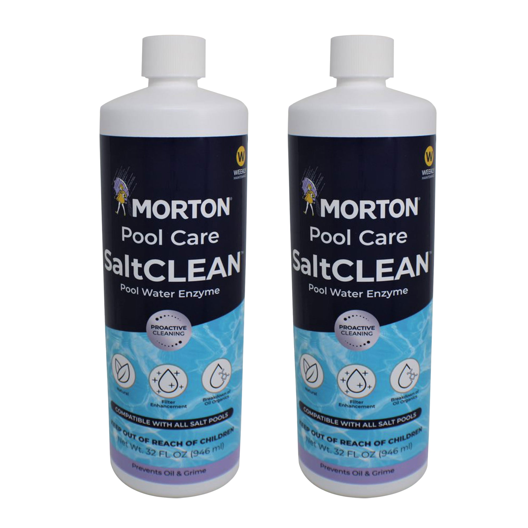 Morton Pool Care SaltCLEAN Salt Water Swimming Pool Water Enzyme, 32 Oz, 2 Pack - VMInnovations