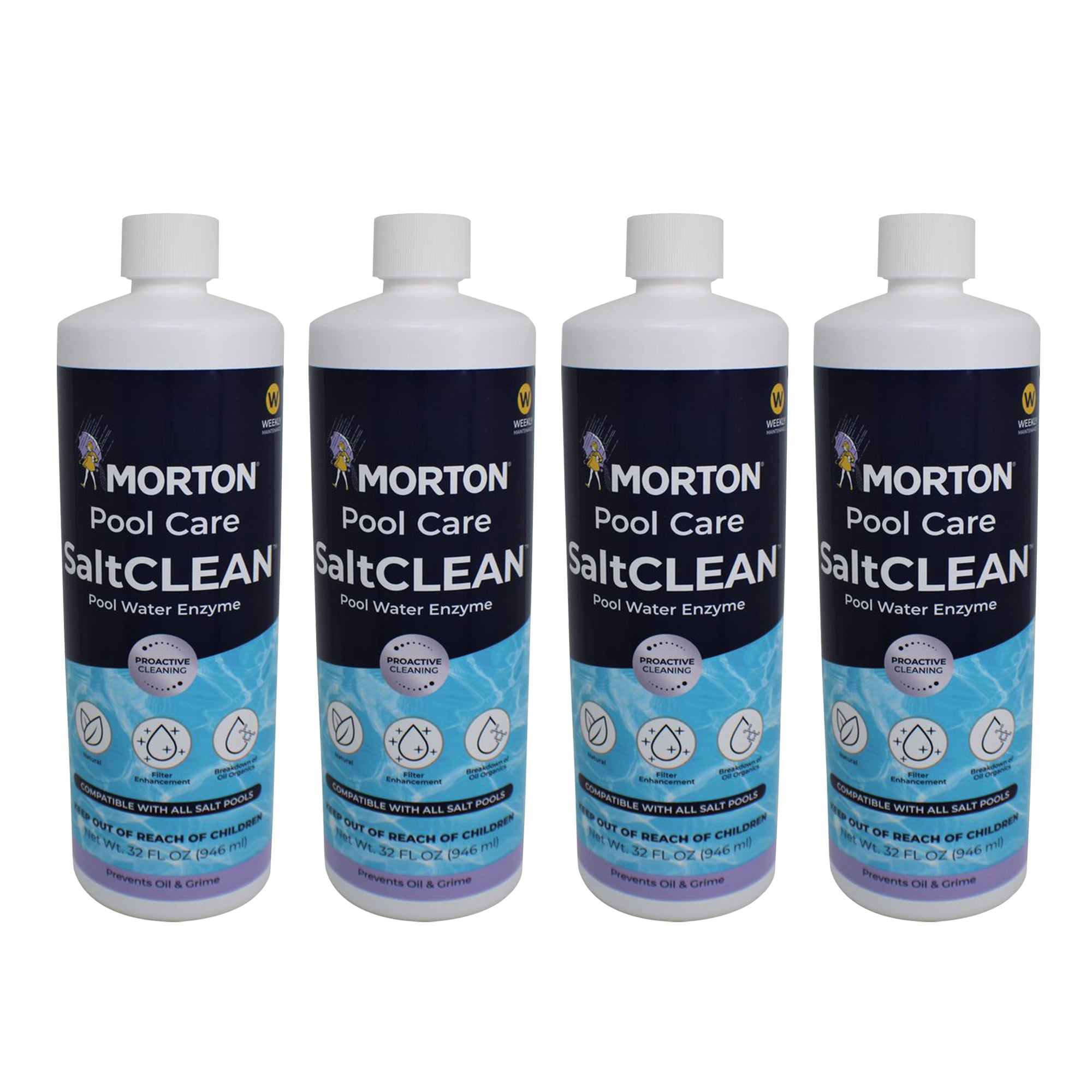 Morton Pool Care SaltCLEAN Salt Water Swimming Pool Water Enzyme, 32 Oz, 4 Pack - VMInnovations