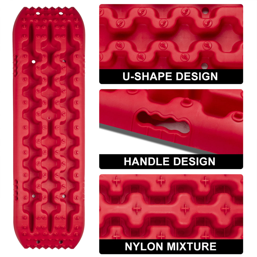 RUGCEL WINCH Quick Recovery Emergency 4 Wheel Drive Tire Traction Board Mats,Red - VMInnovations