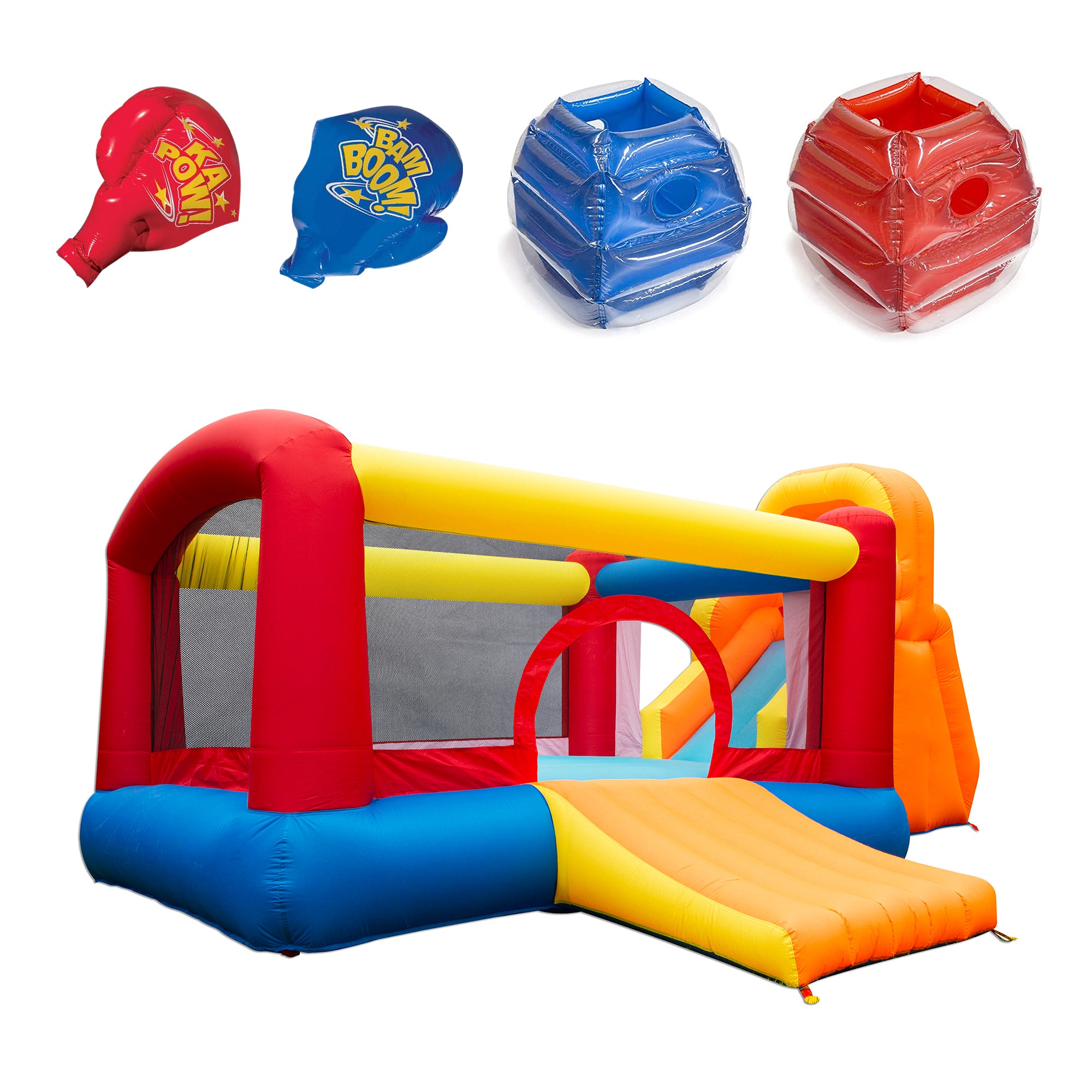 Banzai Battle Bop Combo Pack Gloves & Bumpers and Double Slide Bounce House - VMInnovations
