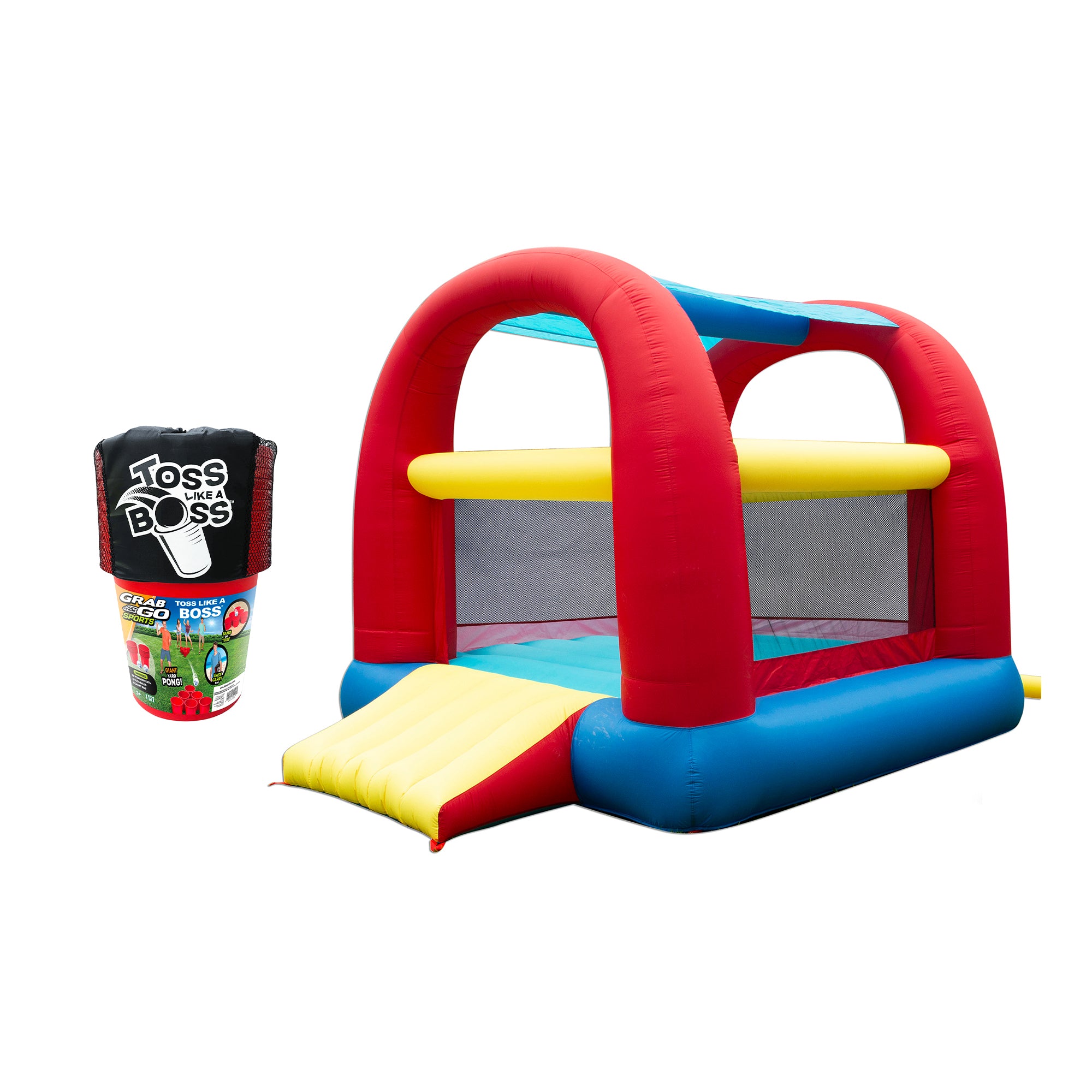 Banzai Toss Like A Boss Giant Pong Lawn Game & Inflatable Slide and Bounce House - VMInnovations
