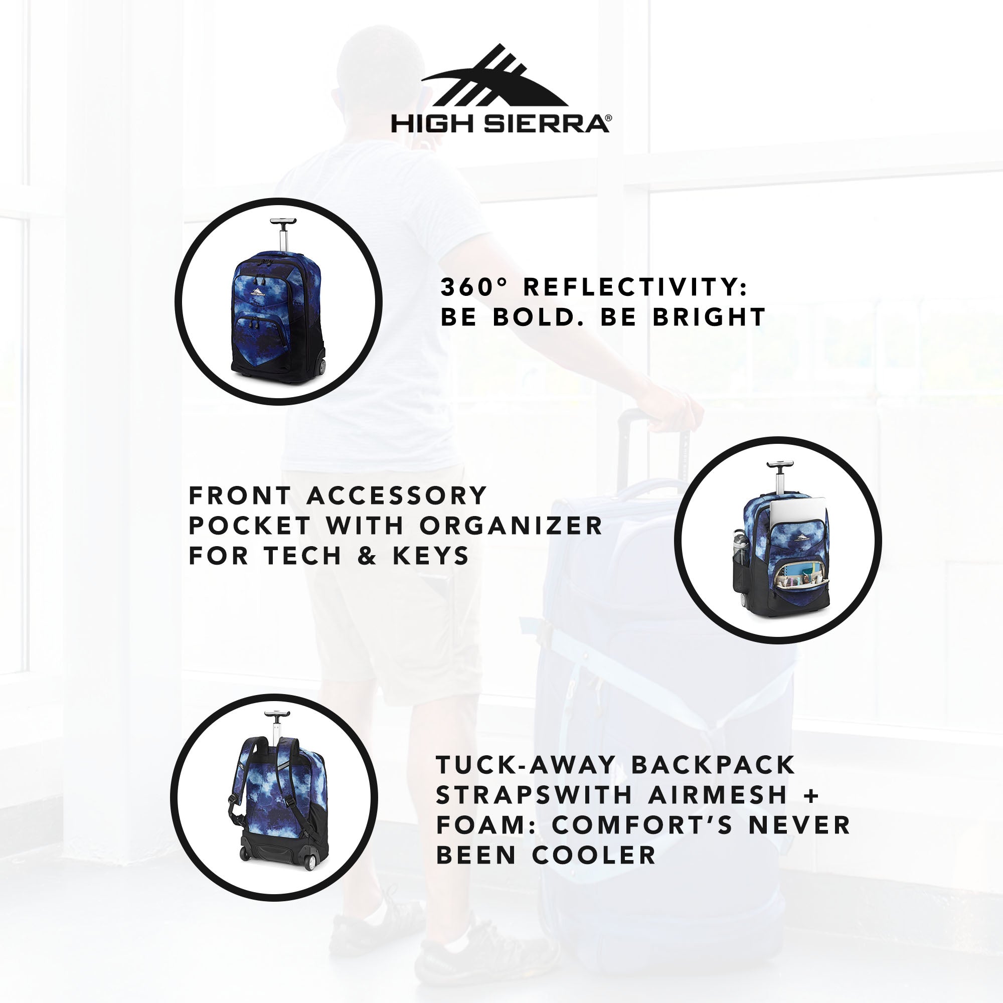 High Sierra Freewheel Pro Wheeled Backpack with Rotating Handle, Black (Used) - VMInnovations