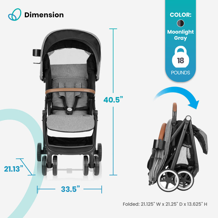 Evenflo Gold Otto Self Folding Lightweight Kids Travel Stroller, Moonstone Gray - VMInnovations