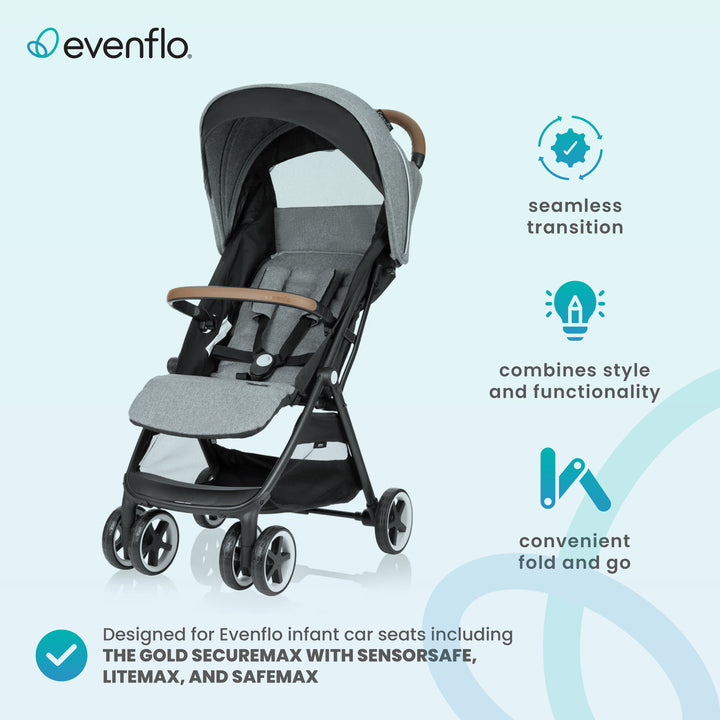 Evenflo Gold Otto Self Folding Lightweight Kids Travel Stroller, Moonstone Gray - VMInnovations