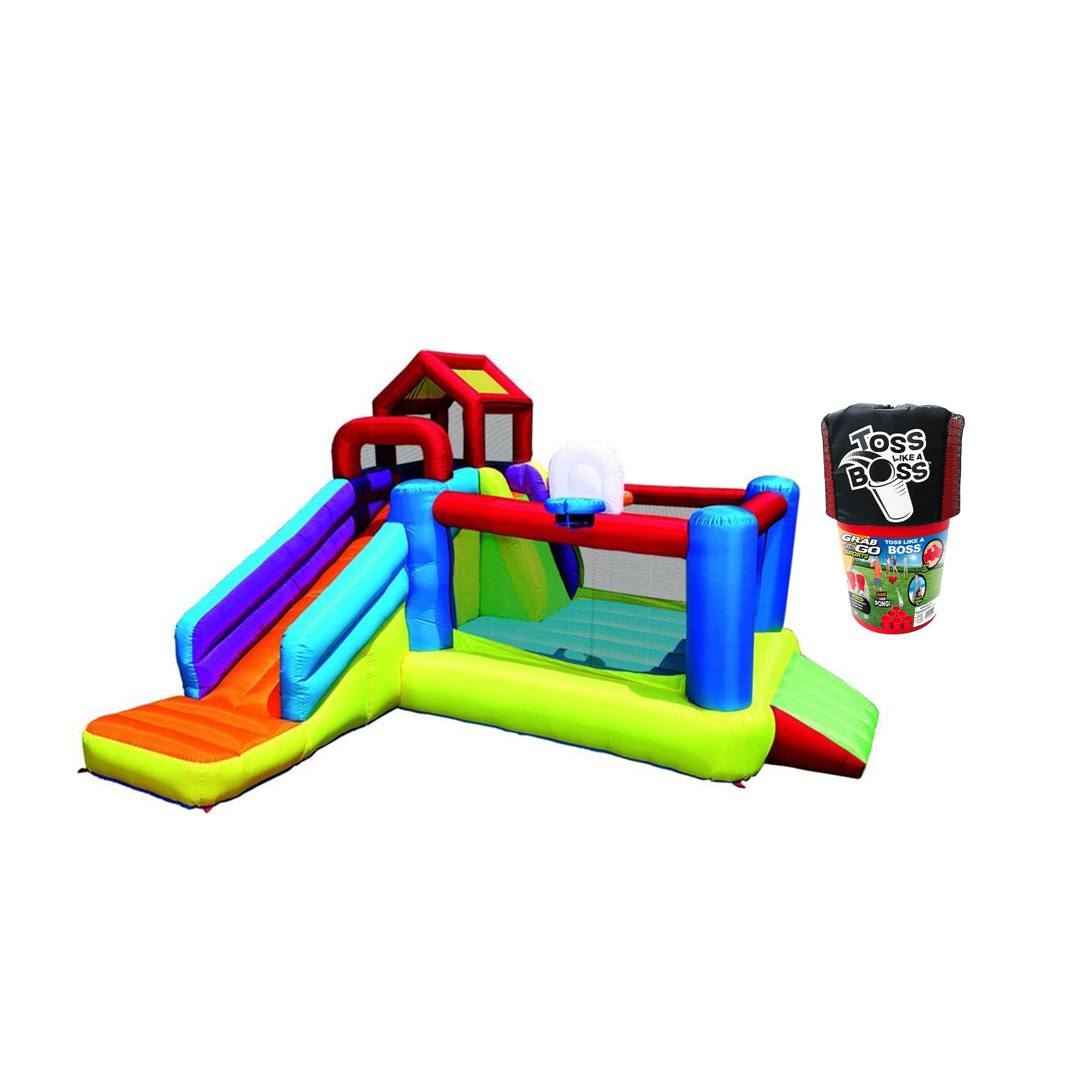 Banzai Toss Like A Boss Giant Pong Game & Climb N Bounce Inflatable Bounce House - VMInnovations