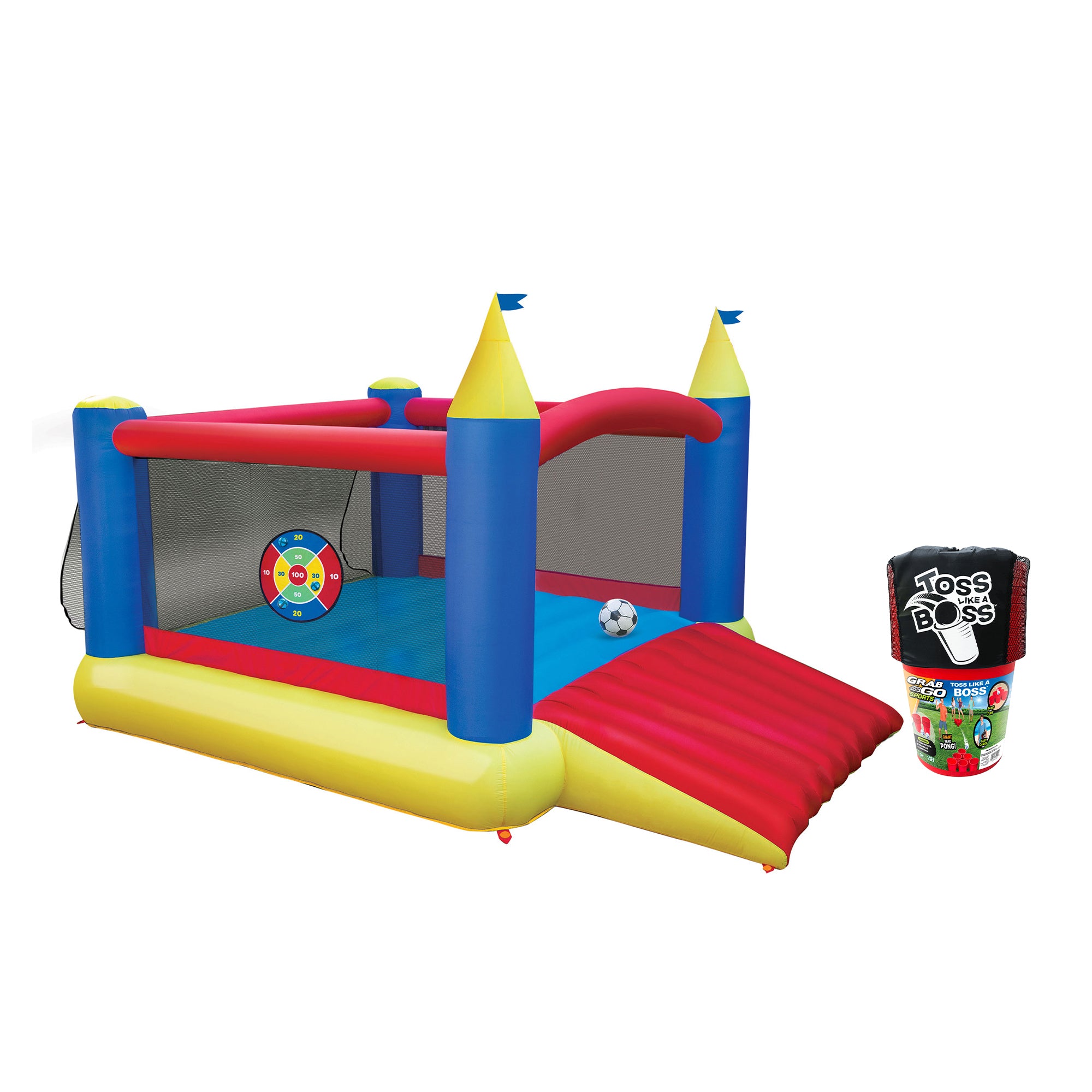 Banzai Toss Like A Boss Giant Pong Game & Slide 'n Score Inflatable Bounce House