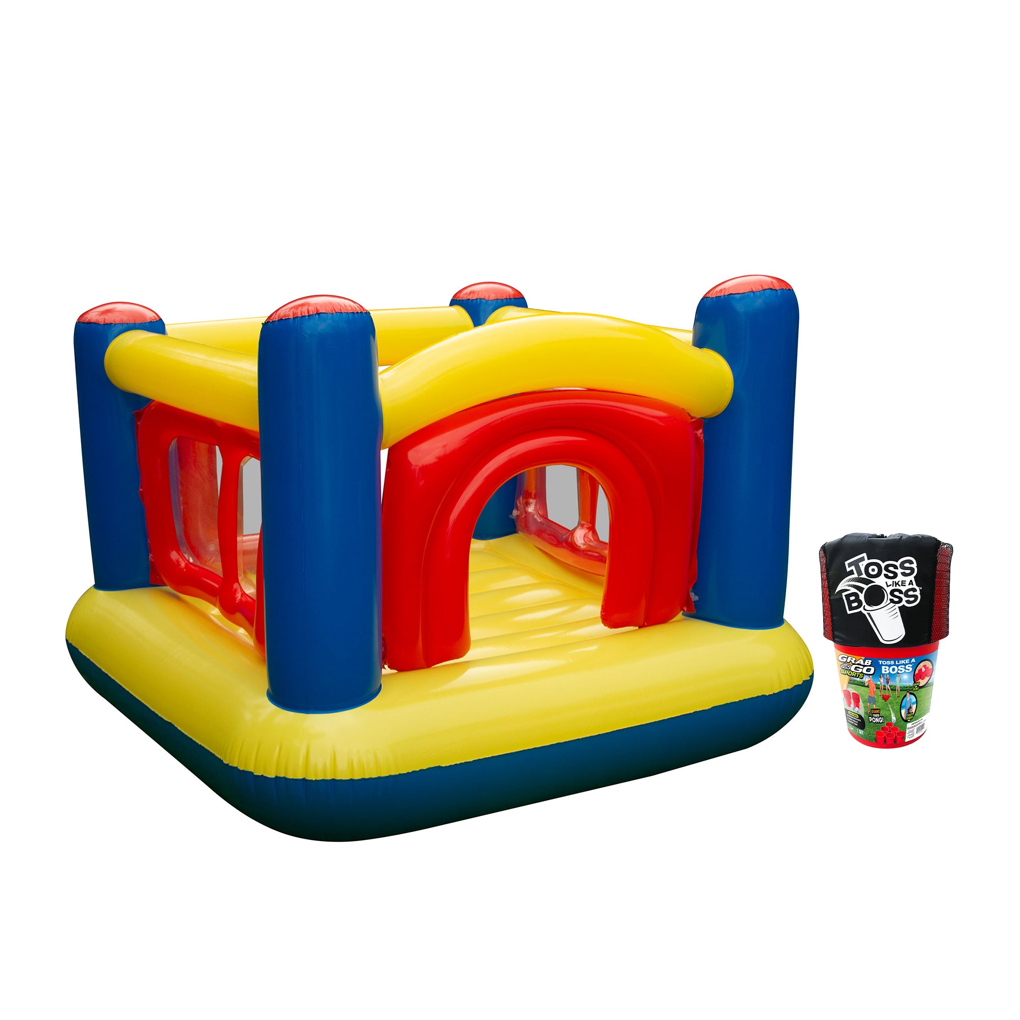 Banzai Toss Like A Boss Giant Pong Game & Inflatable Big Fun Jumper w/ 50 Balls - VMInnovations