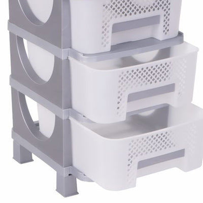 Homeplast Vesta Perforated Plastic 3 Drawer Storage Organizer Shelf, Grey (Used)