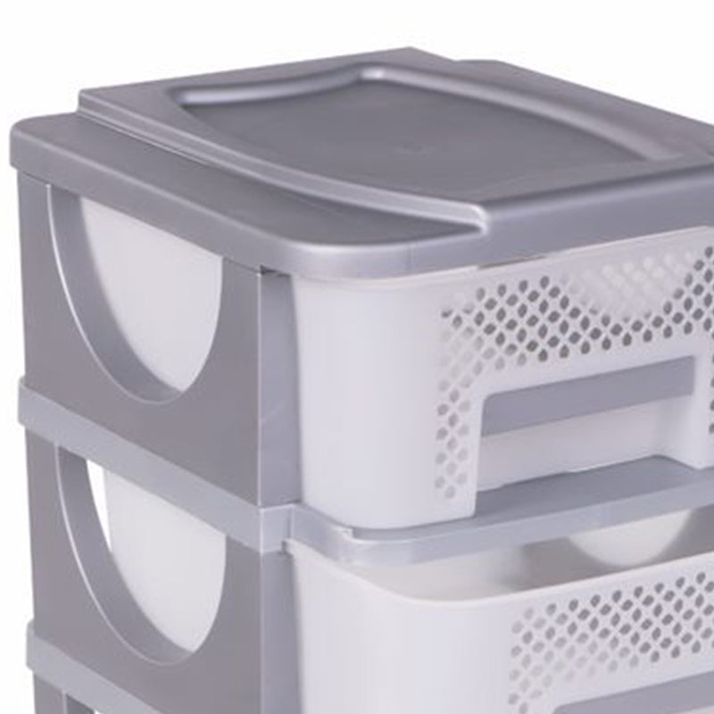 Homeplast Vesta Perforated Plastic 3 Drawer Storage Organizer Shelf, Grey (Used)