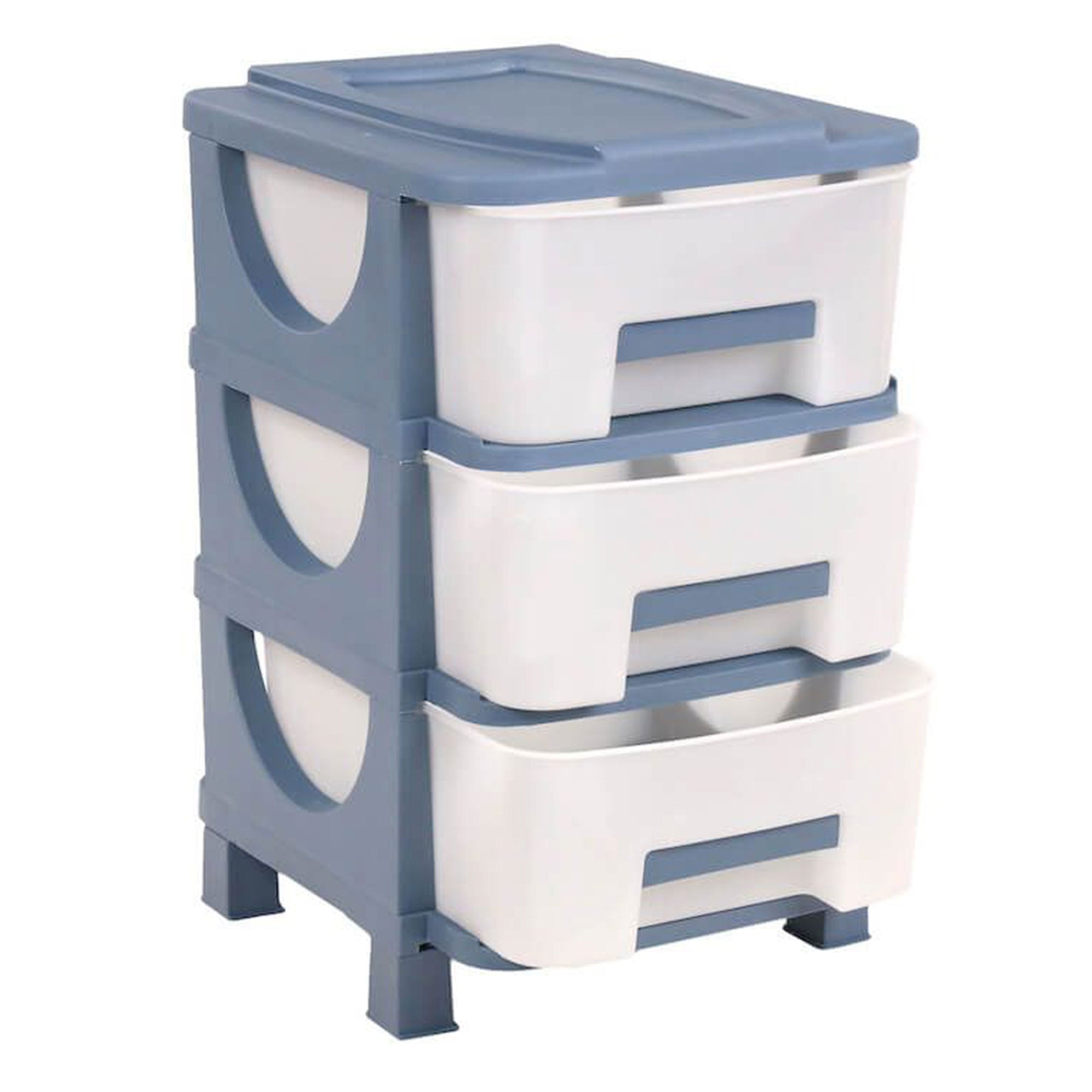Homeplast Vesta 24 Inch Tall Plastic 3 Drawer Home Storage Organizer Shelf, Blue