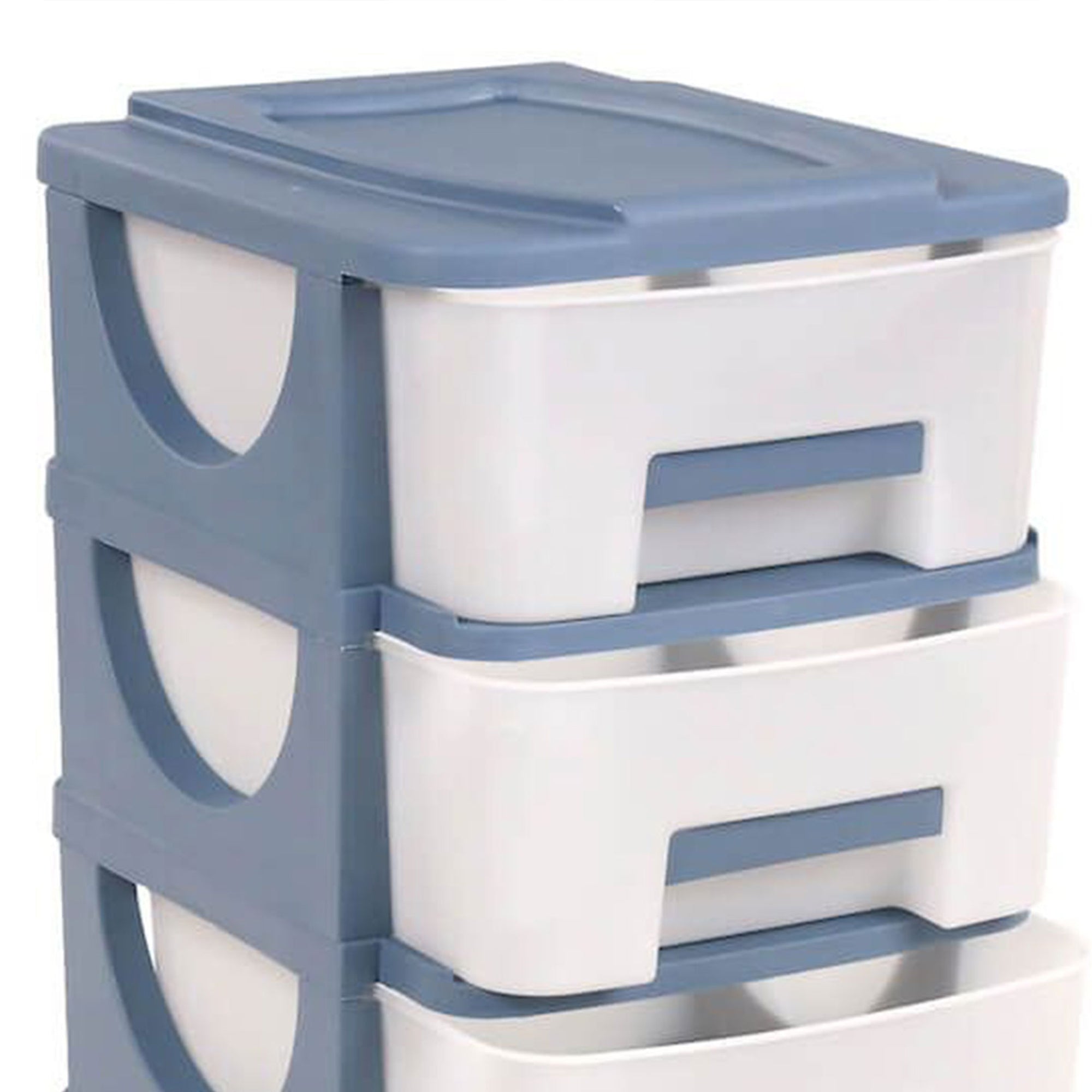 Homeplast Vesta 24 Inch Tall Plastic 3 Drawer Home Storage Organizer Shelf, Blue
