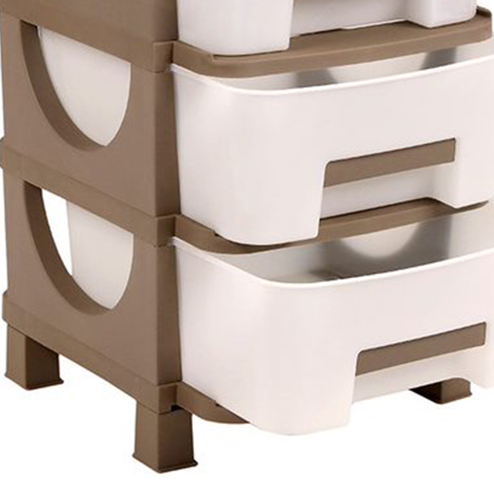 Homeplast Vesta 24 In Tall Plastic 3 Drawer Home Storage Organizer Shelf, Beige