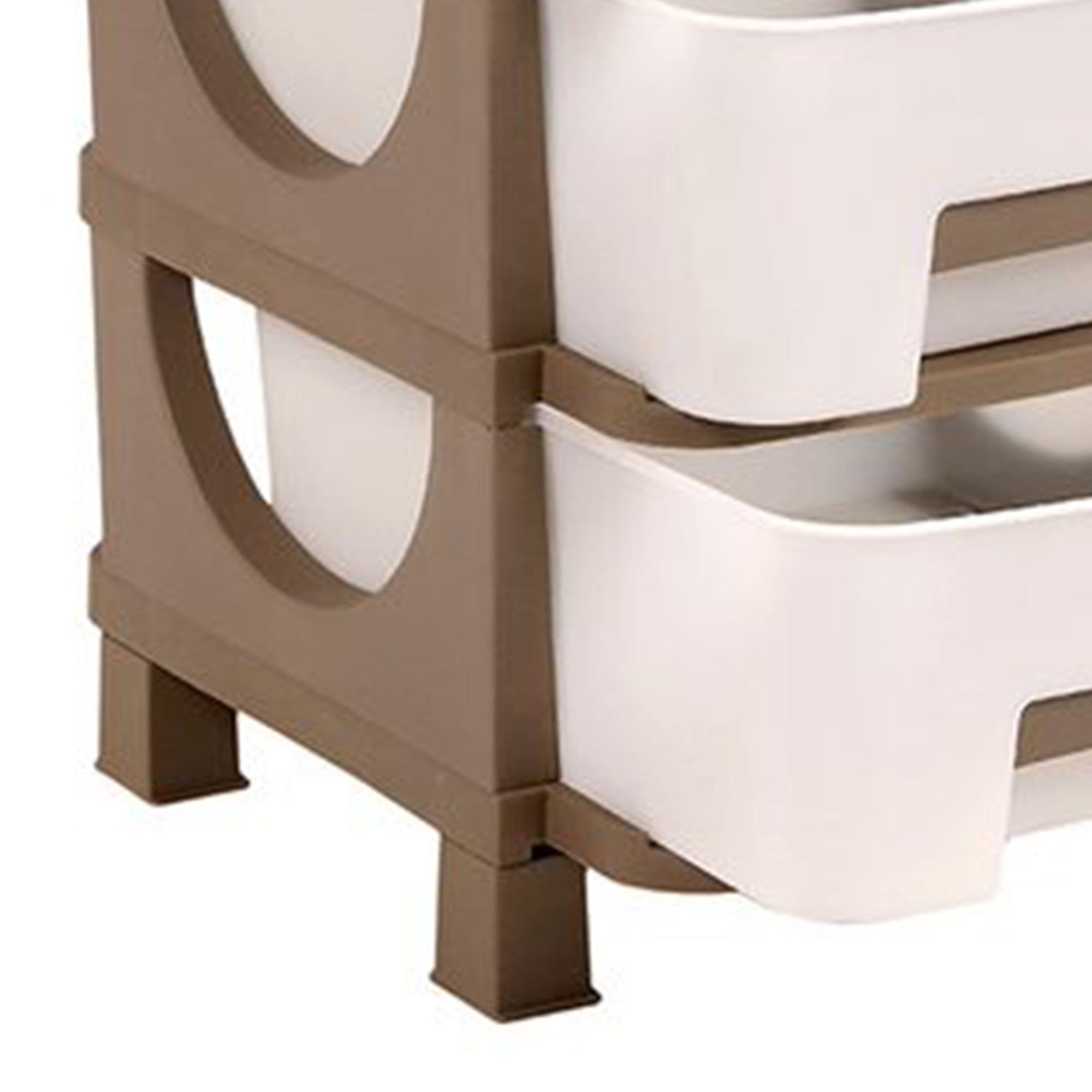 Homeplast Vesta 24 In Tall Plastic 3 Drawer Home Storage Organizer Shelf, Beige