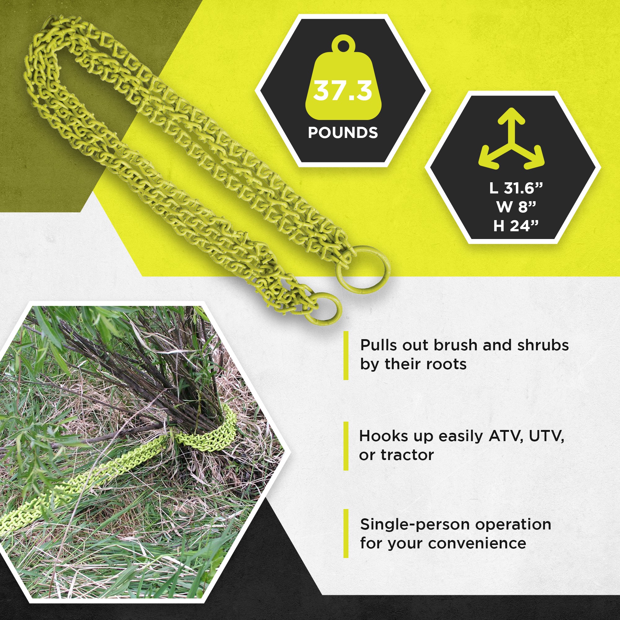 Brush Grubber 6' Triple Chain ATV, UTV, & Tractor Shrub & Clump Grubber (Used) - VMInnovations