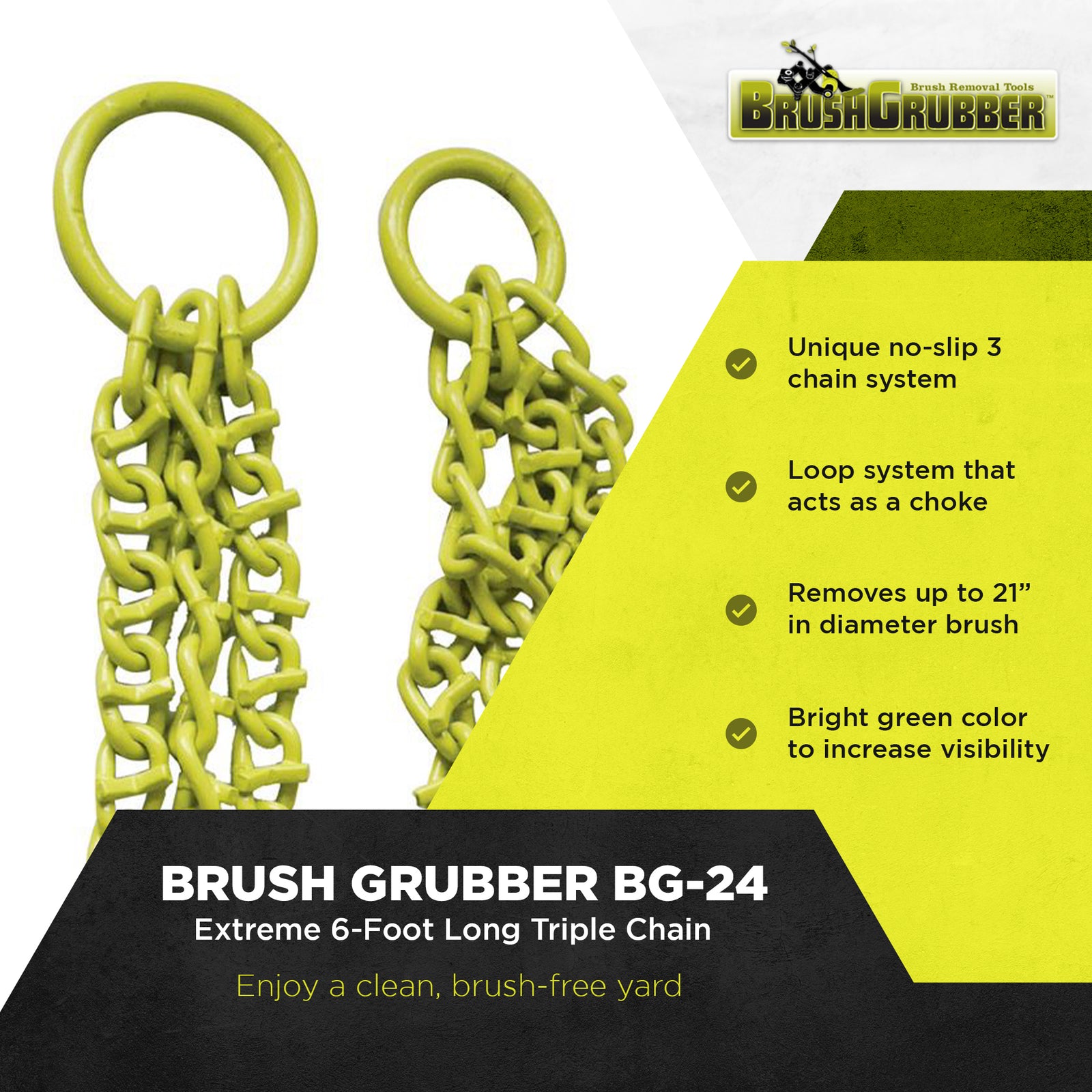 Brush Grubber Extreme 6' Triple Chain ATV, UTV, & Tractor Shrub & Clump Grubber - VMInnovations
