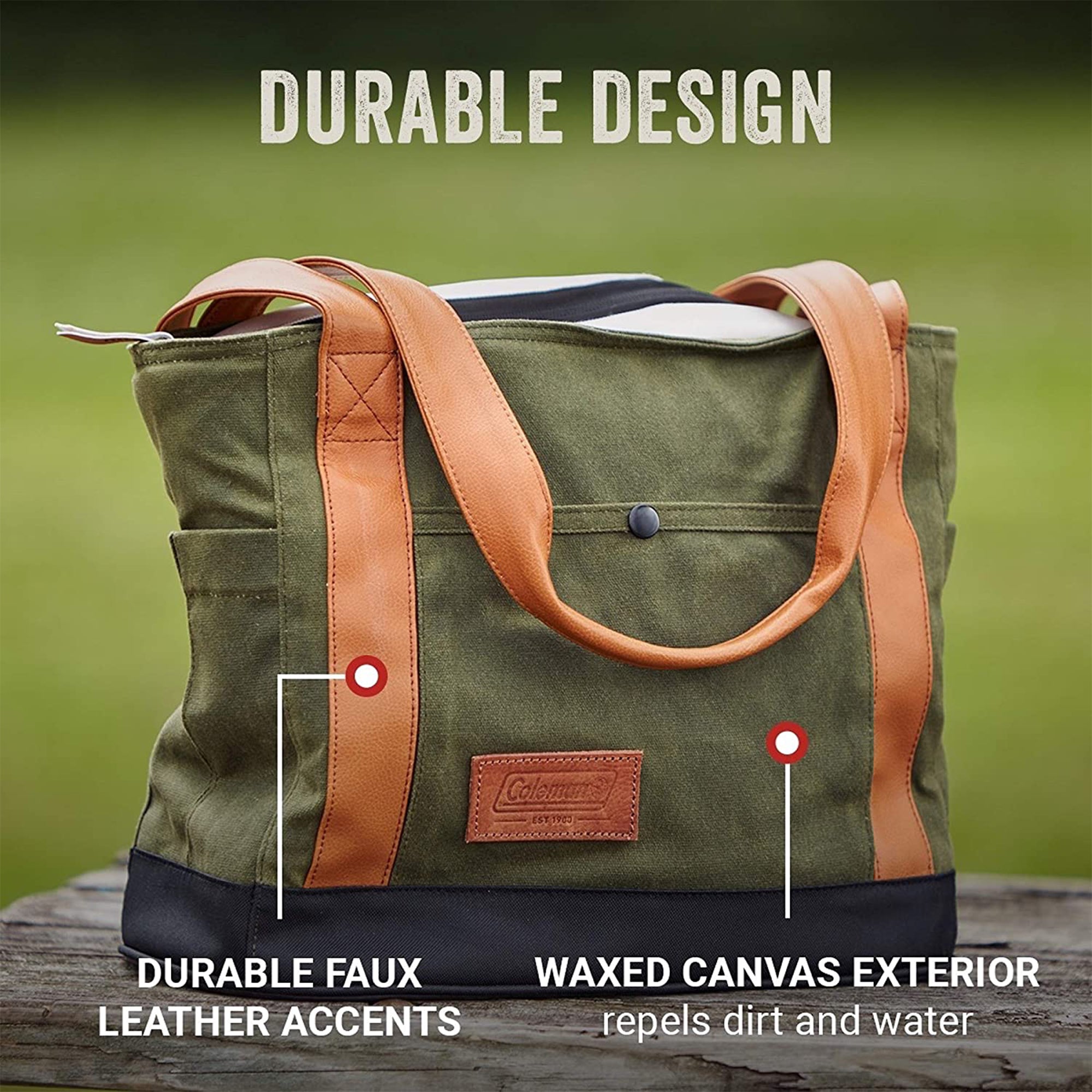 Coleman Banyan Series 24 Can Padded Soft Sided Can Soft Cooler Tote Bag, Olive - VMInnovations