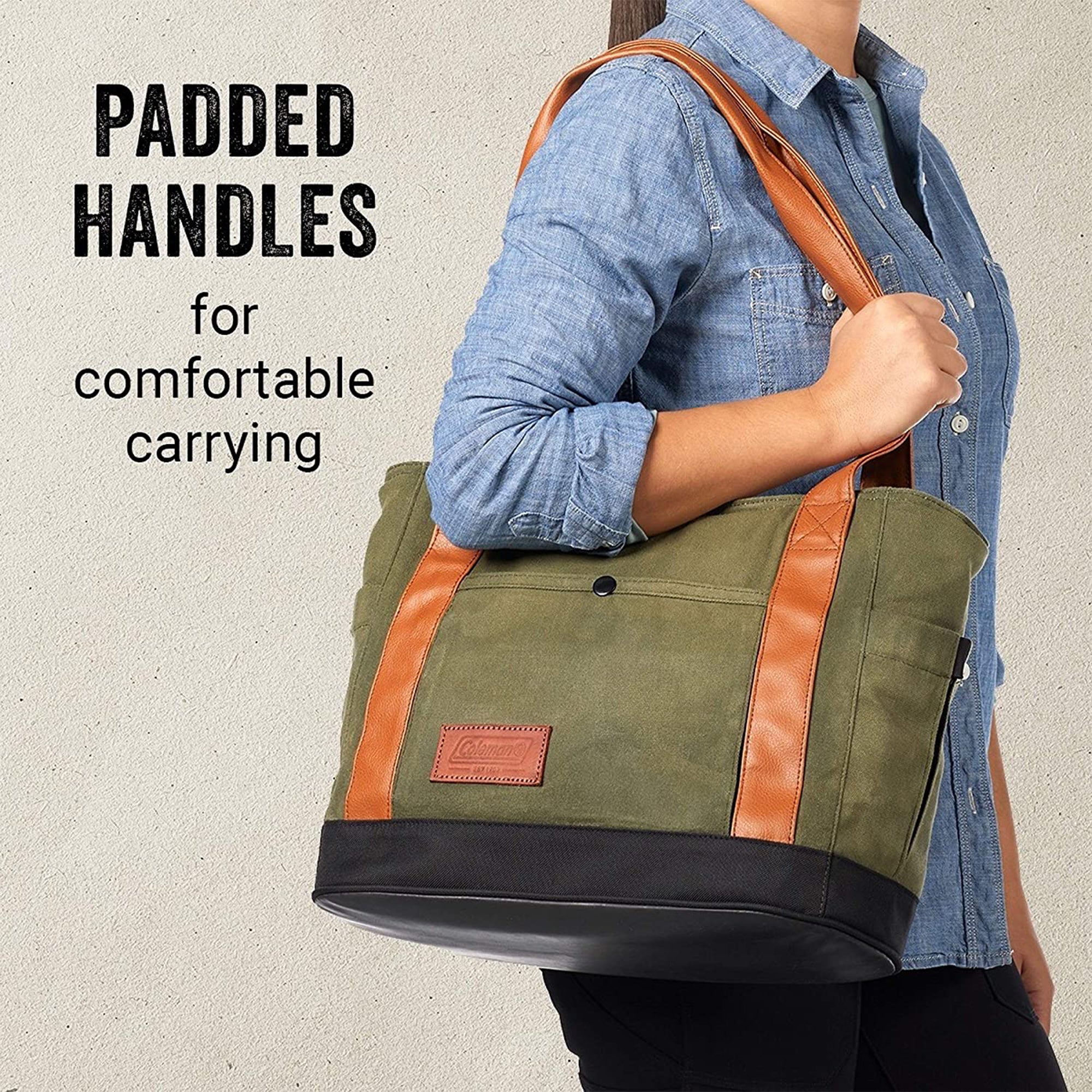 Coleman Banyan Series 24 Can Padded Soft Sided Can Soft Cooler Tote Bag, Olive - VMInnovations