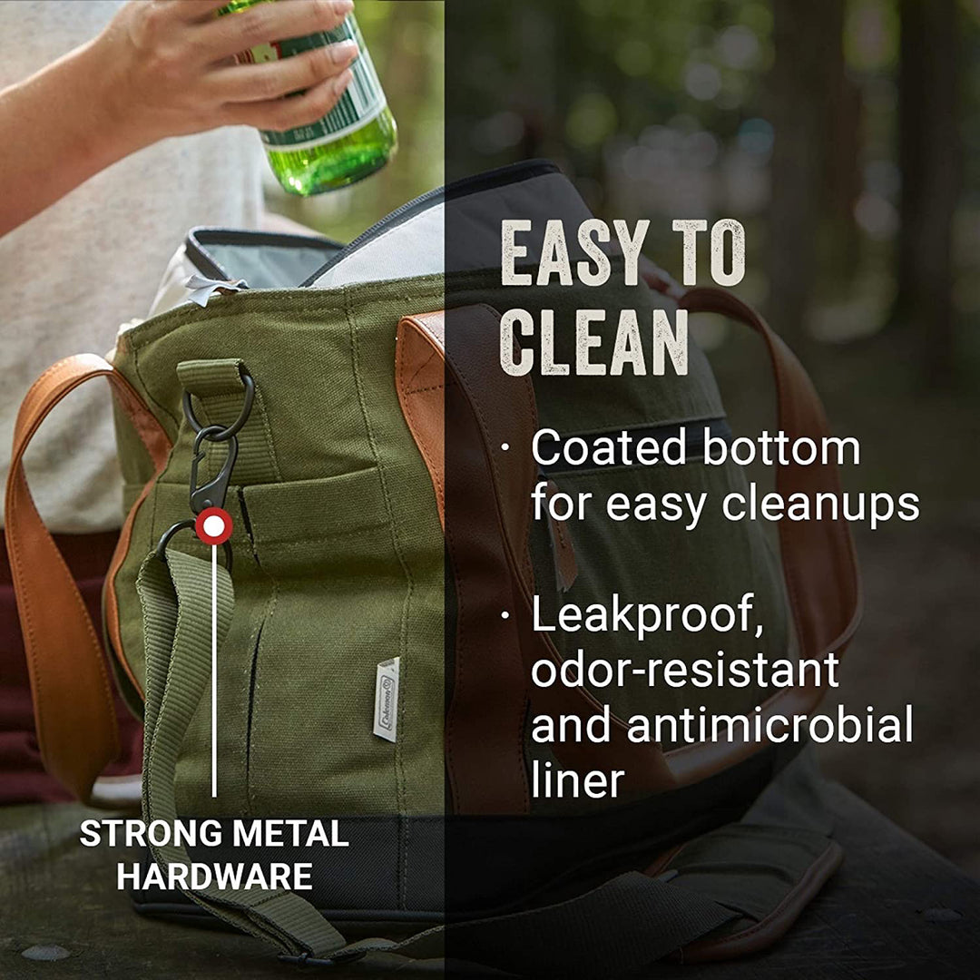 Coleman Banyan Series 30 Can Padded Soft Sided Can Soft Cooler Tote Bag, Olive - VMInnovations