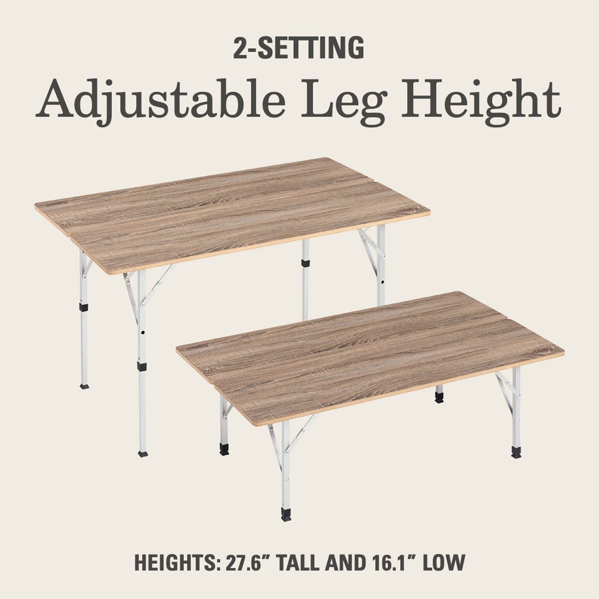 Coleman Living Collection Folding Table with Lightweight Aluminum Frame, Brown - VMInnovations
