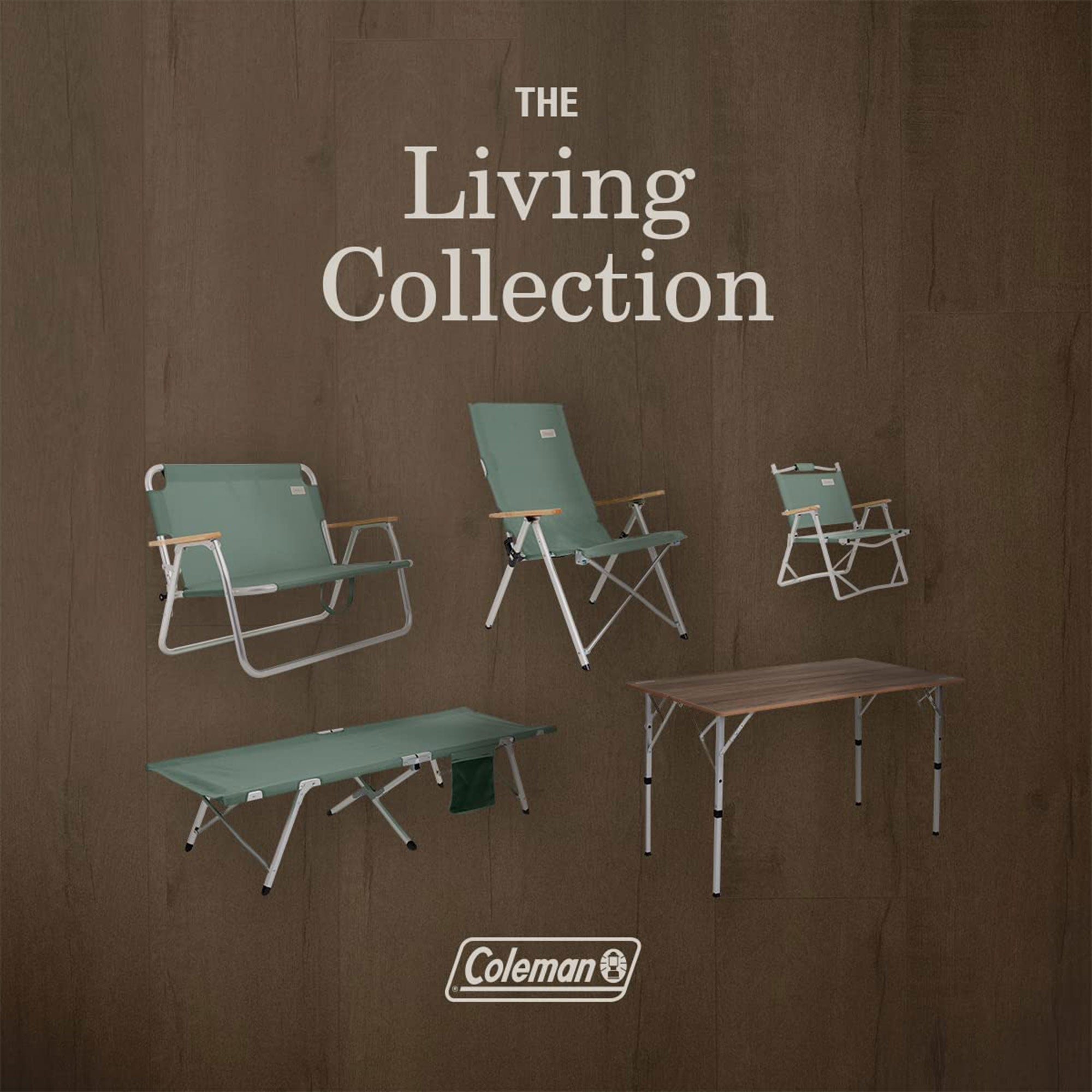 Coleman Living Collection Folding Table with Lightweight Aluminum Frame, Brown - VMInnovations