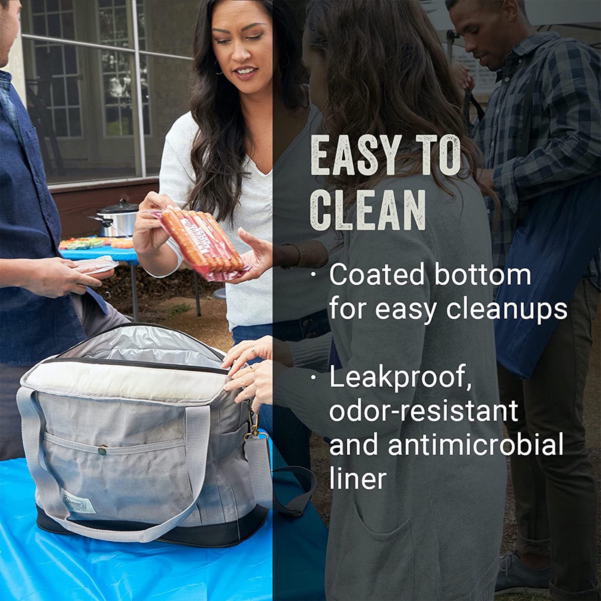 Coleman 30 Can Leakproof Insulated Soft Sided Cooler Tote Bag, Gray (Open Box) - VMInnovations