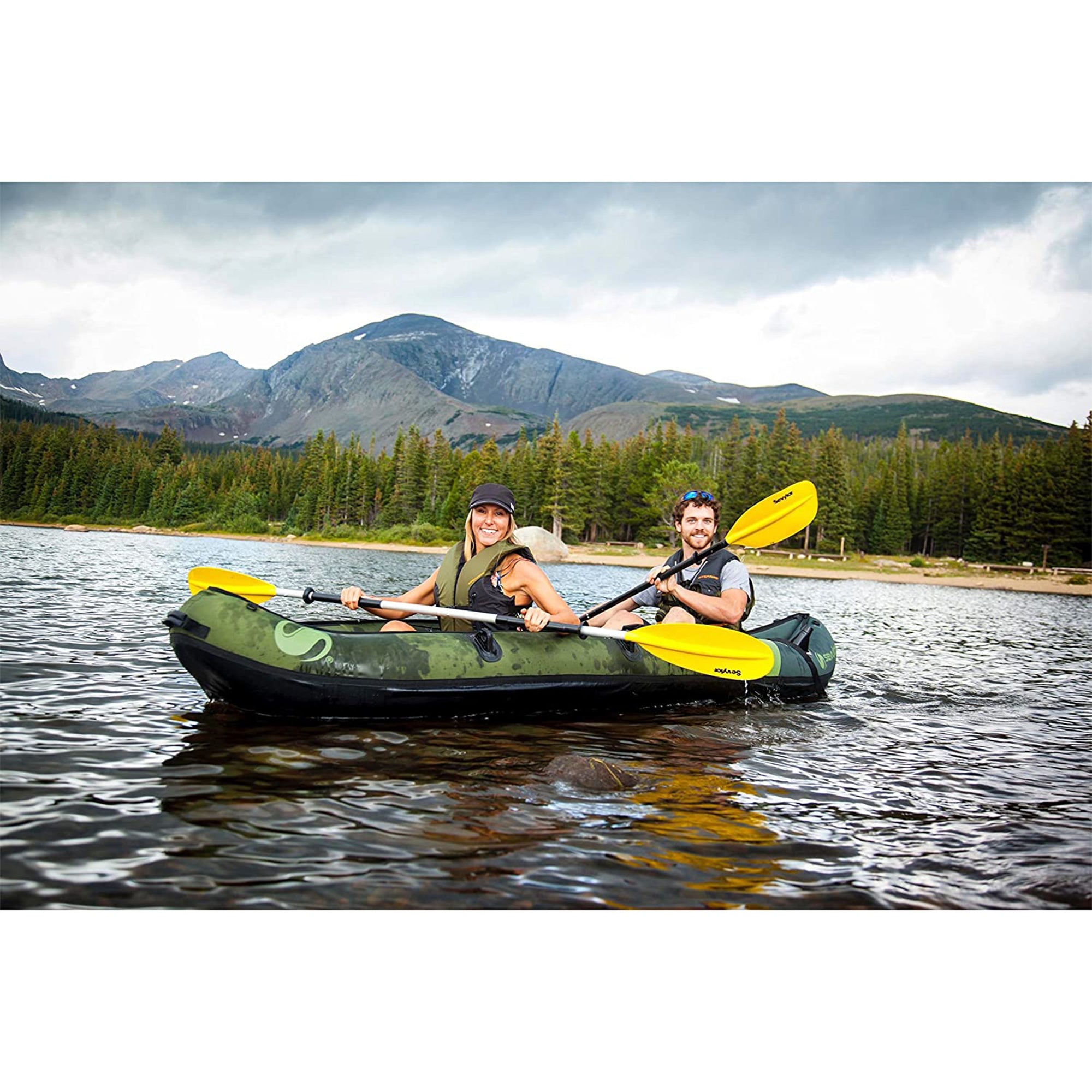 Sevylor Colorado 2 Person Inflatable Kayak & Stearns Women's Life Vest, Blue, L - VMInnovations
