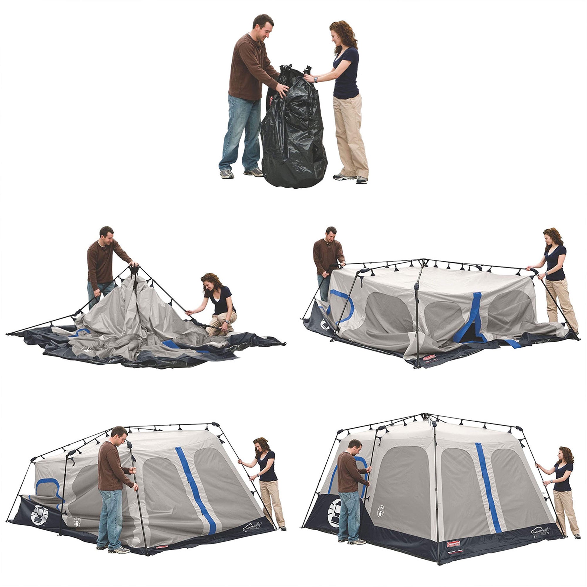 Coleman 8 Person Instant Cabin Camping Fabric Family Tent w/Rainfly (Open Box) - VMInnovations