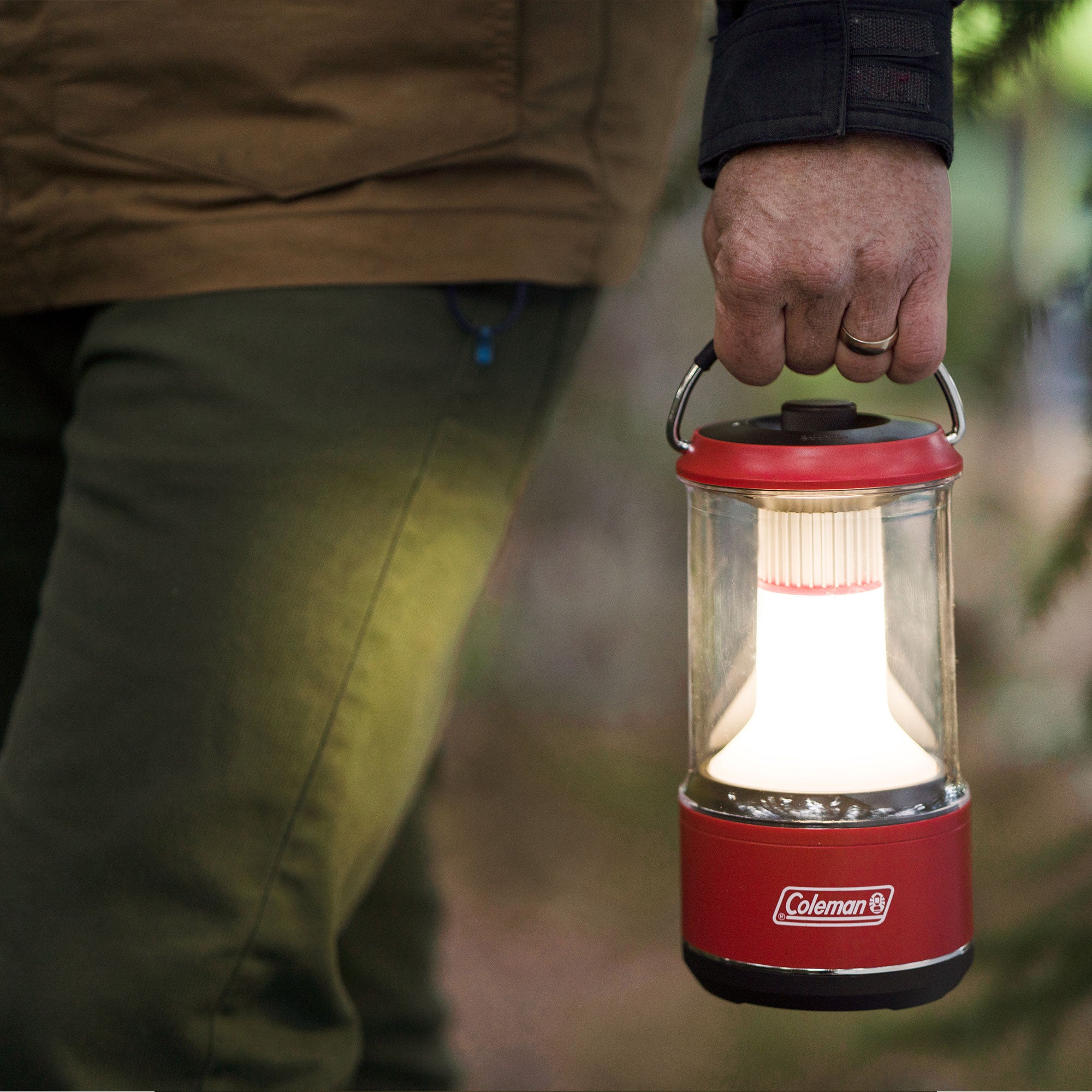 Coleman 800 Lumens LED Outdoor Camping Light Lantern with BatteryGuard, Red