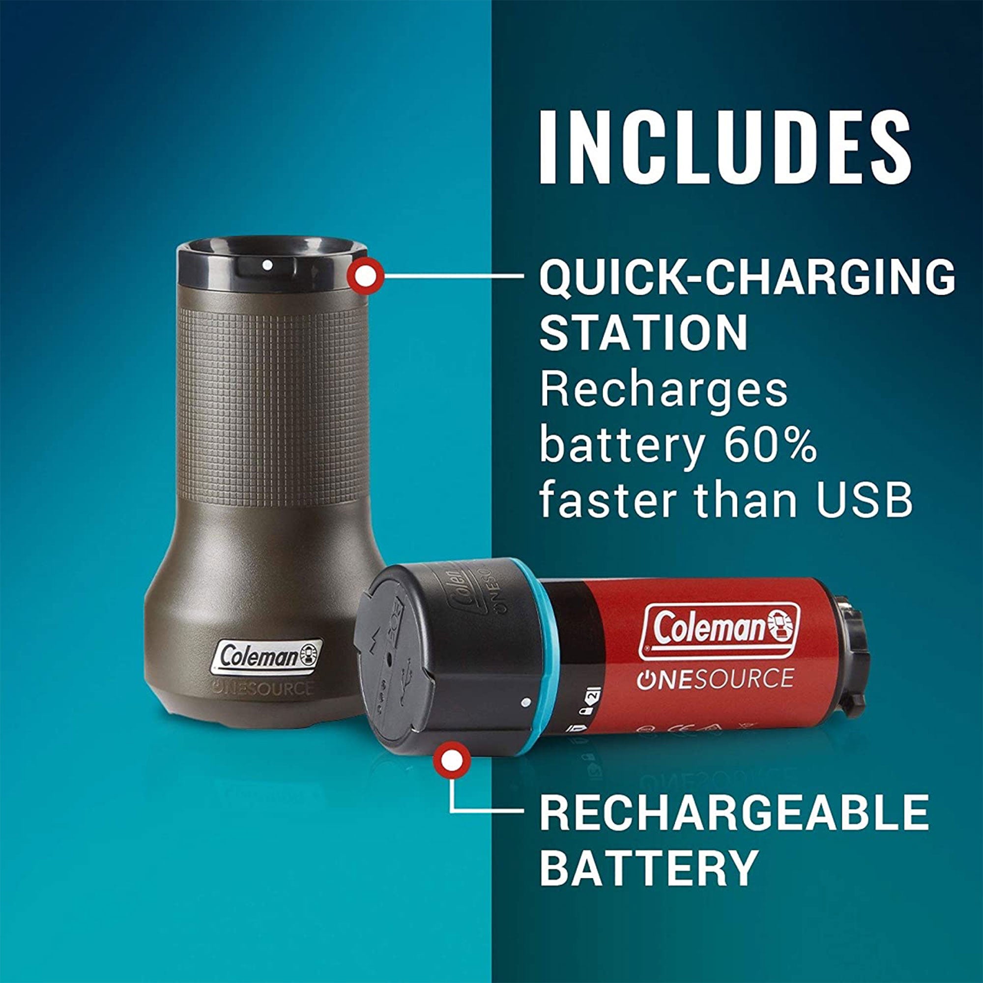 Coleman C002 Rechargeable Battery Pack w/ 1 Slot Charger for Camping (Open Box) - VMInnovations
