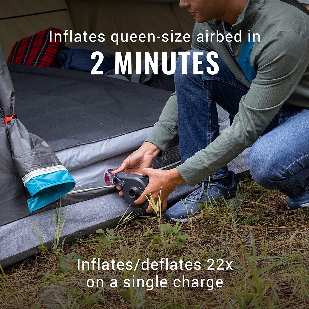 Coleman GuestRest 18" Double High Airbed,Queen & OneSource USB Air Mattress Pump