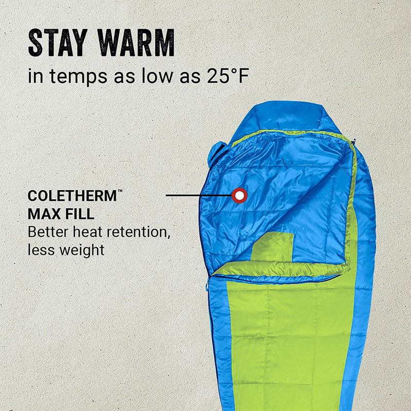 Coleman Kompact Lightweight 25 Fahrenheit Sleeping Bag for Camping and Hiking