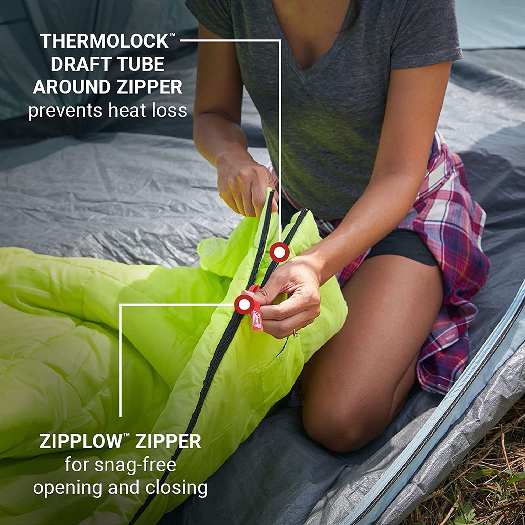 Coleman Kompact 40 Fahrenheit Big & Tall Contour Sleeping Bag w/ Heat Thermolock - VMInnovations