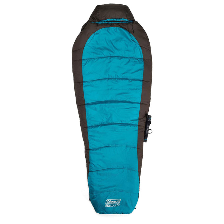 Coleman OneSource All Season Rechargeable Adjustable Heated Sleeping Bag, Teal - VMInnovations