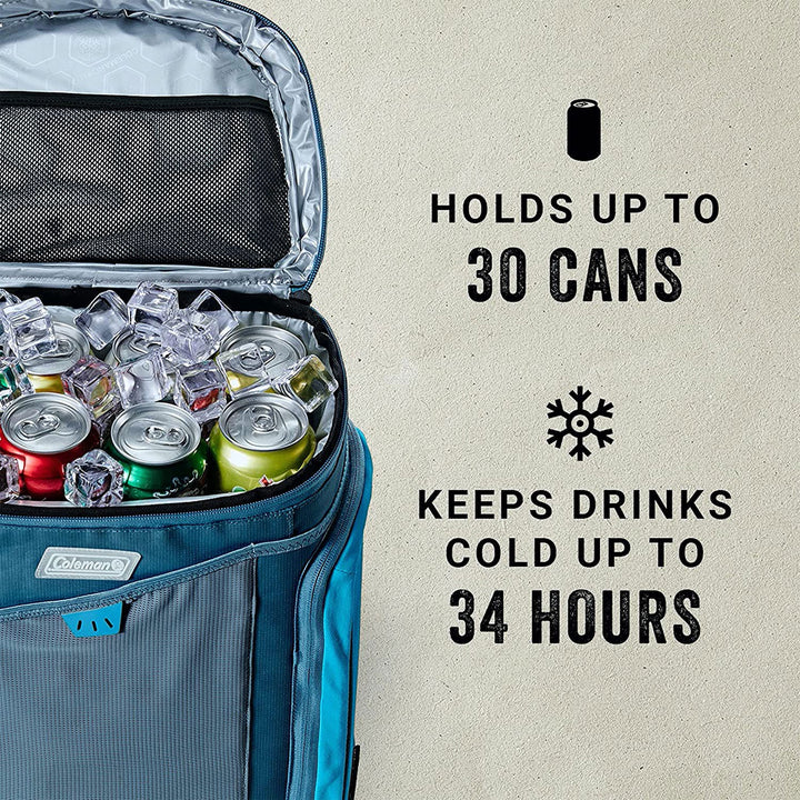 Coleman Sportflex 30 Leakproof Padded Soft Sided Can Soft Cooler Tote Bag, Blue - VMInnovations