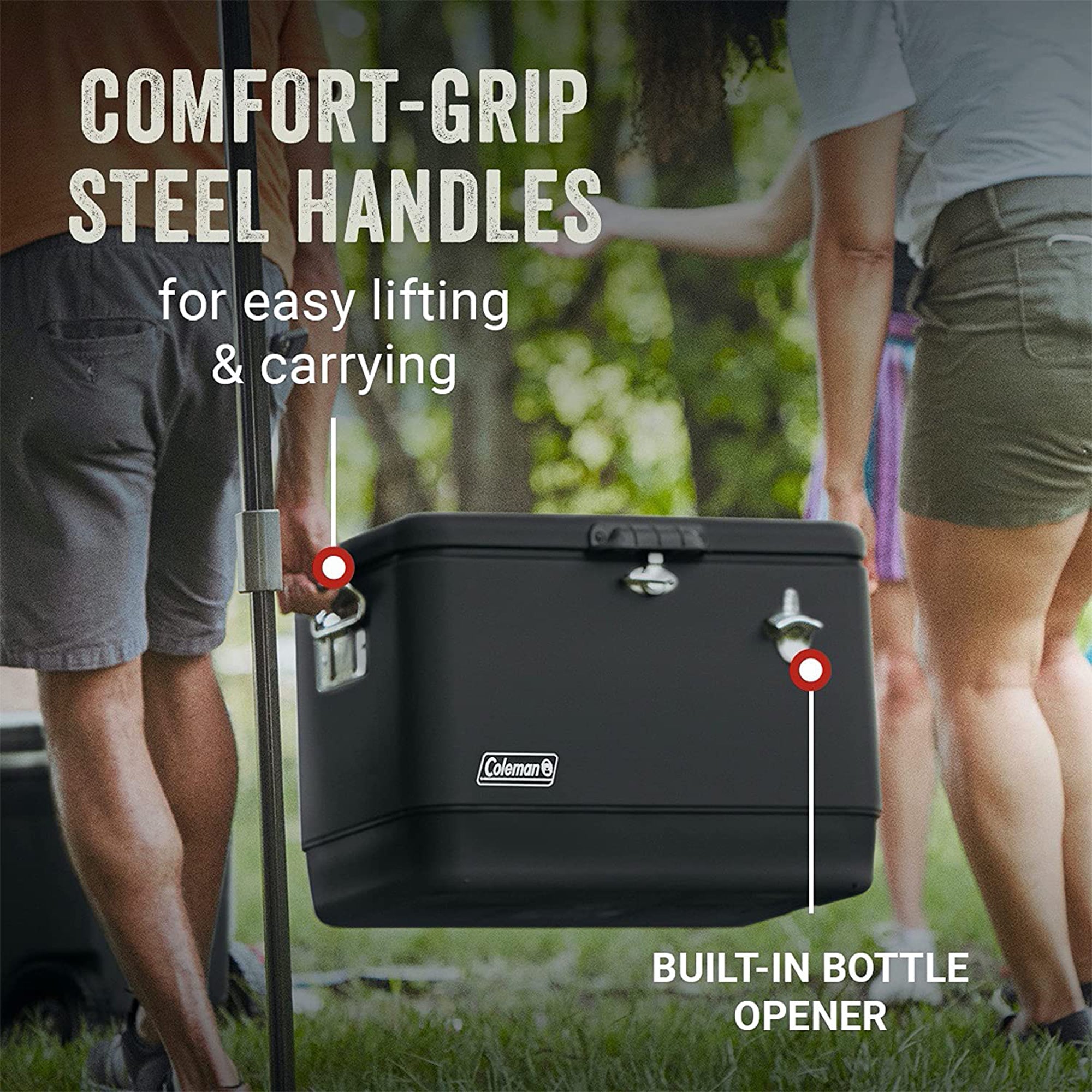 Coleman Reunion 54-Quart Ice Chest Stainless Steel Belted Matte Cooler, Midnight