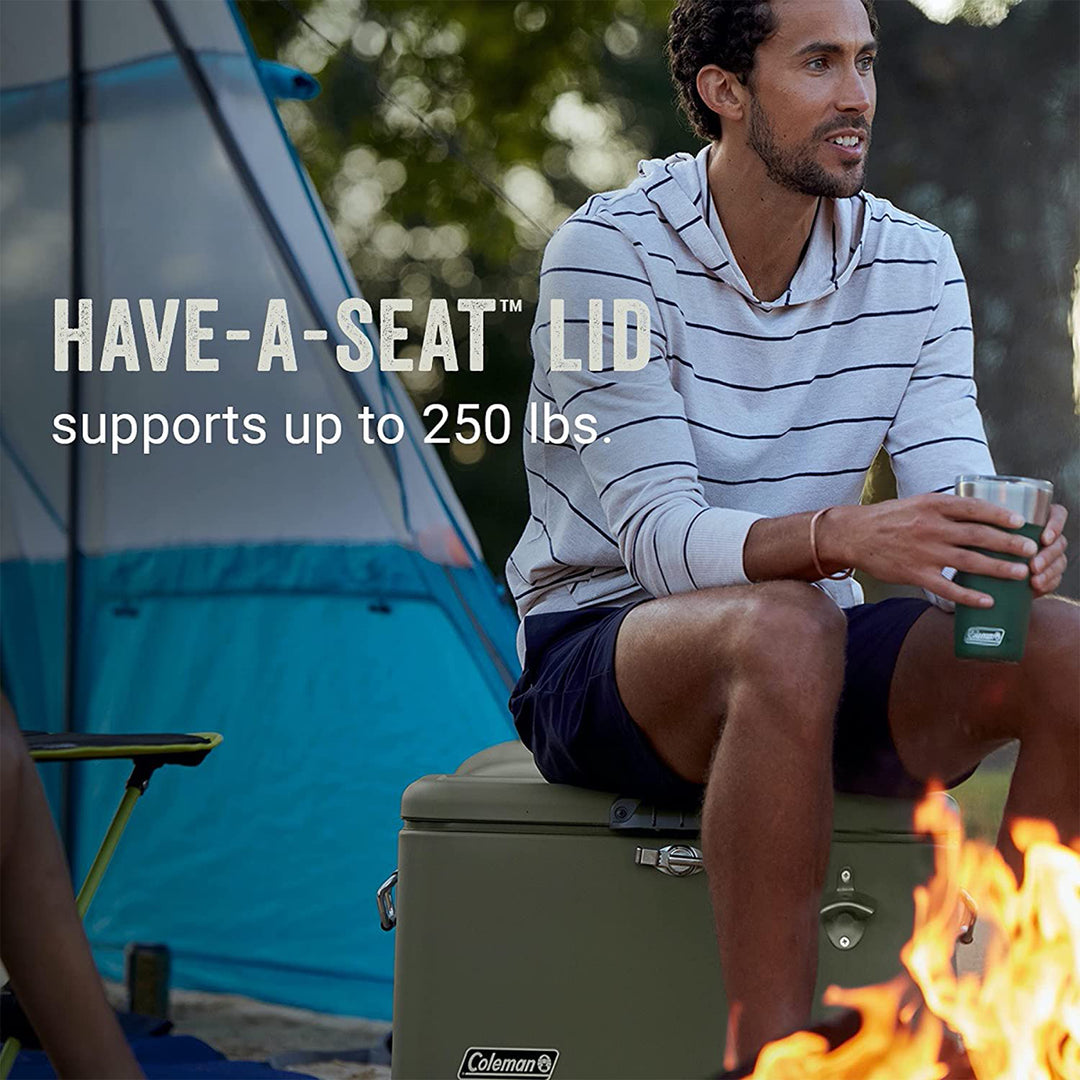 Coleman Reunion 54-Quart Ice Chest Stainless Steel Belted Matte Cooler, Sage - VMInnovations