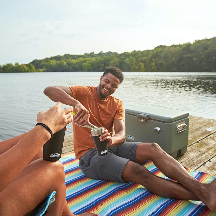 Coleman Reunion 54-Quart Ice Chest Stainless Steel Belted Matte Cooler, Sage - VMInnovations