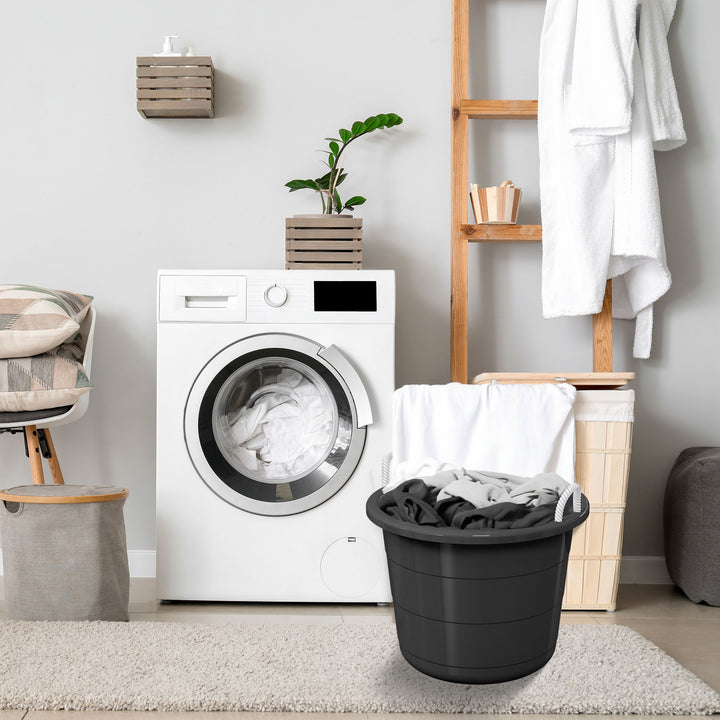 Life Story 17 Gal Flexible Plastic Storage Bucket w/ Rope Handles, Black, 8 Pack - VMInnovations