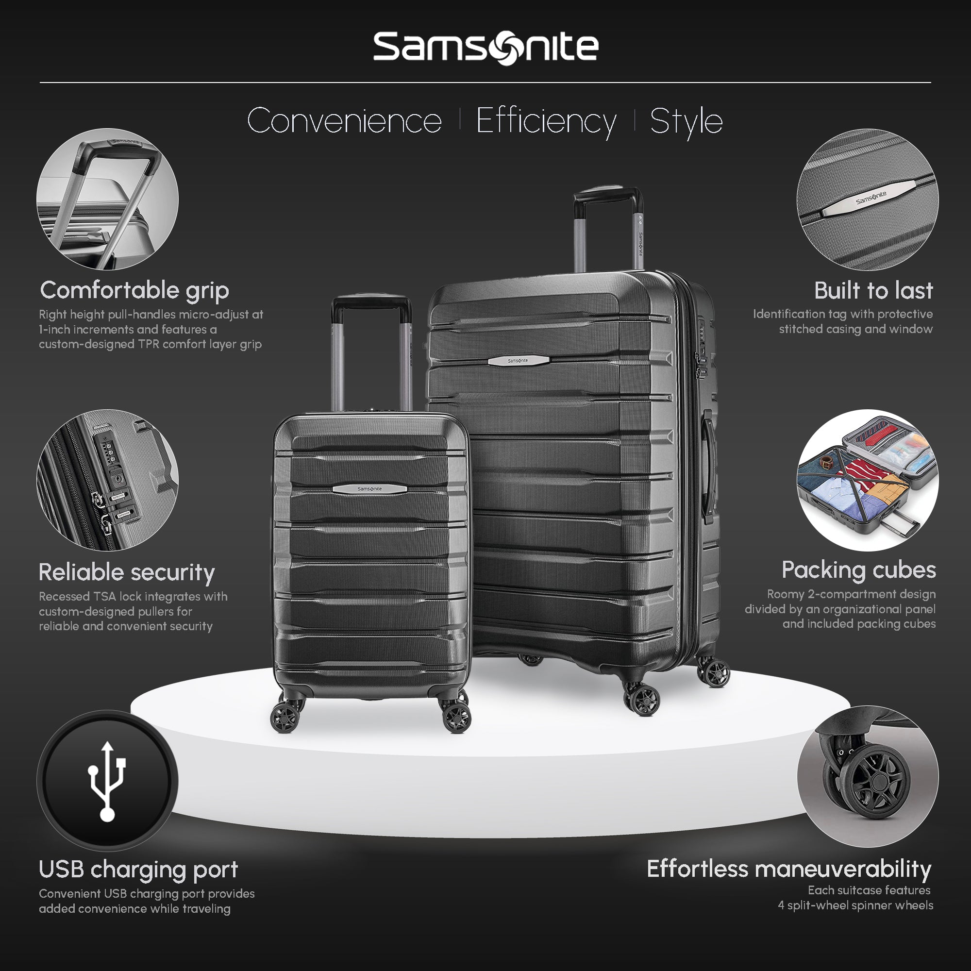 Samsonite Tech 2.0 Hard Side Luggage Set with Wheels, (2 Piece), Gray (Open Box) - VMInnovations