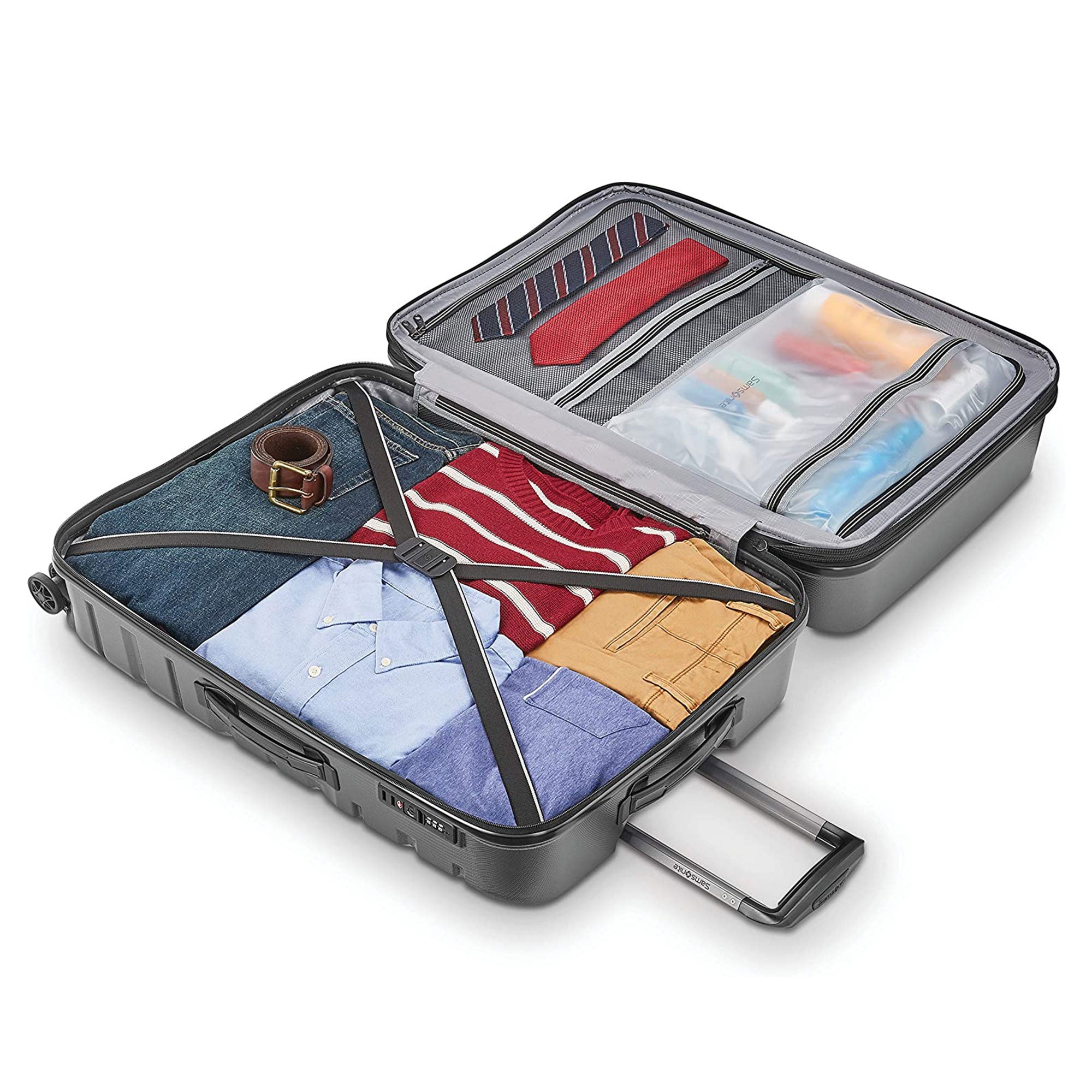 Samsonite Tech 2.0 Hard Side Luggage Set with Wheels, (2 Piece), Gray (Open Box) - VMInnovations