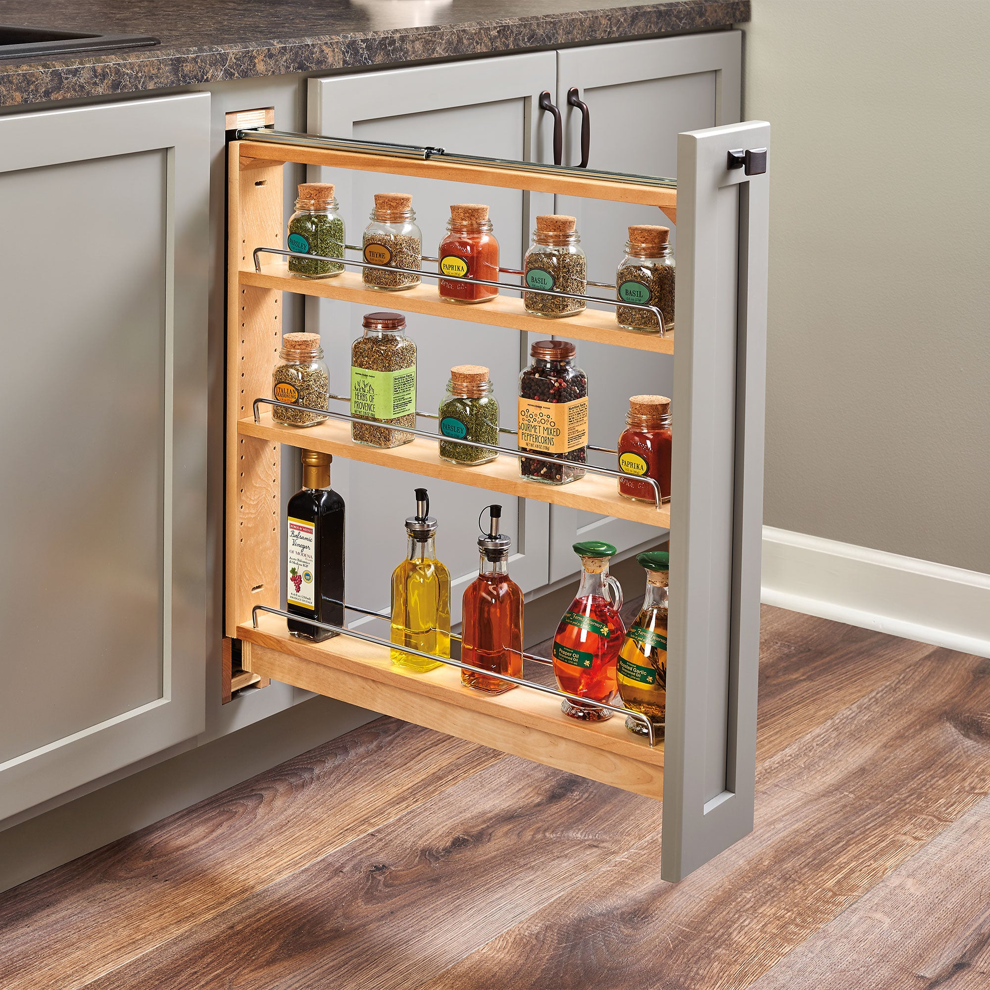 Rev-A-Shelf 6" Pullout Shelf Organizer Rack for Cabinet Base Insert, 438-BC-6C - VMInnovations