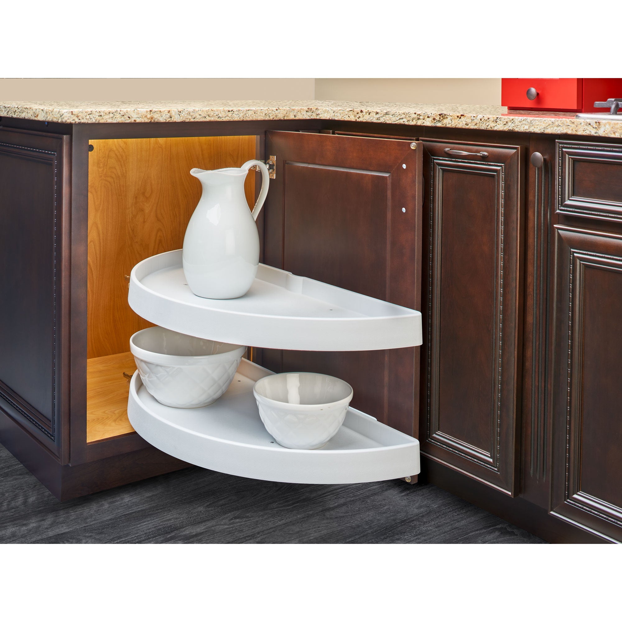 Rev-A-Shelf 39" Lazy Susan Half-Moon Polymer Two-Tier Blind Cabinet 6882-39-11-570 - VMInnovations