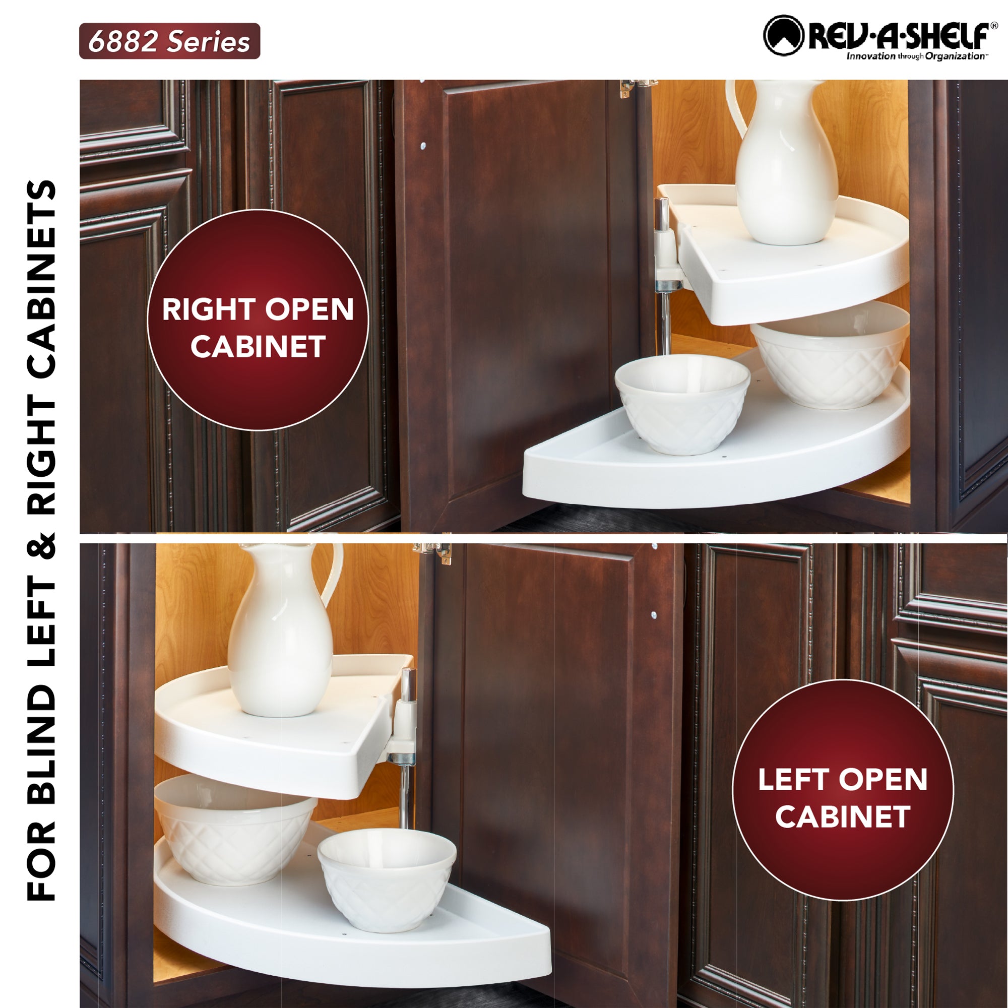 Rev-A-Shelf 39" Lazy Susan Half-Moon Polymer Two-Tier Blind Cabinet 6882-39-11-570 - VMInnovations