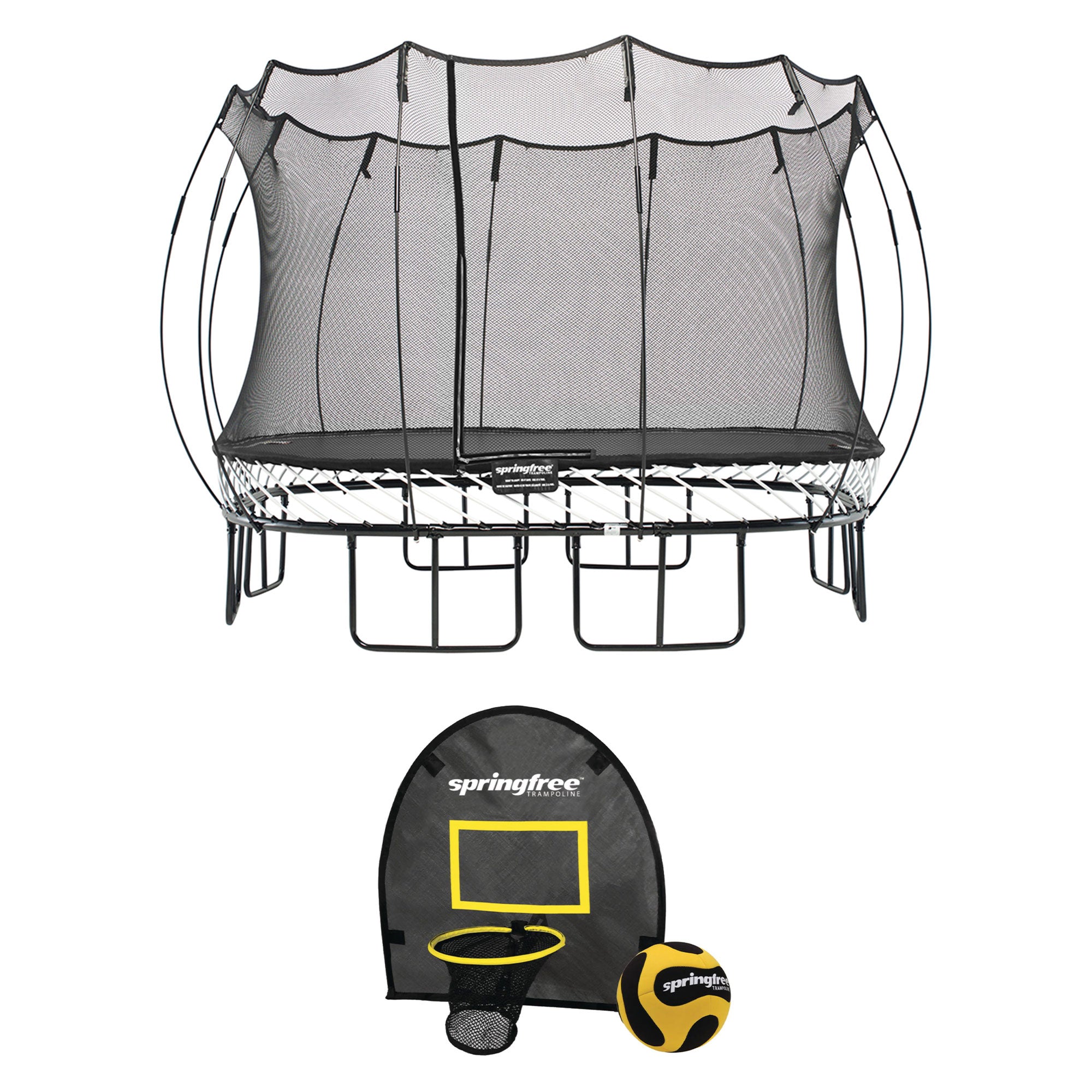 Springfree Trampoline Kids Square 11 Foot Trampoline & FlexrHoop Basketball Game - VMInnovations